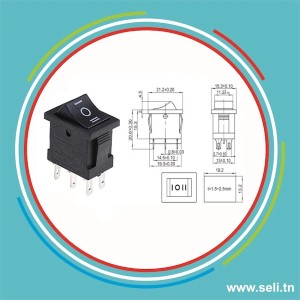 INTERRUPTEUR A BASCULE 3 POSITIONS 6 PINES 250VAC/15A KCD1-203.Arduino tunisie