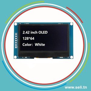 AFFICHEUR LCD LED SSD 1309 2.42 POUCE 128X64 OLED BLANC .Arduino tunisie