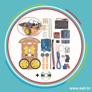 KIT VOITURE INTELLIGENTE 2WD INTEGRALE A BASE DE UNO ATMEGA 328P.Arduino tunisie