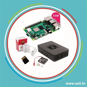 KIT RASPBERRY PI4 MODEL B 1G RAM+ ALIM OFFICIEL+ BOITIER + VENTILATEUR.Arduino tunisie