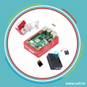 KIT RASPBERRY PI4 MODEL B 4G RAM+ ALIM OFFICIEL+ BOITIER + VENTILATEU.Arduino tunisie