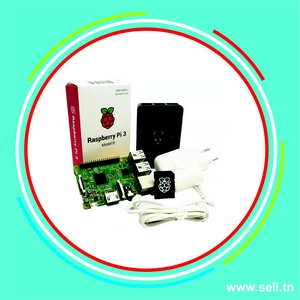 KIT RASPBERRY PI3 - 1G MODEL B AVEC BOITIER OFFICIEL+SD 16GB NOOBS+ALIMENTATION.Arduino tunisie