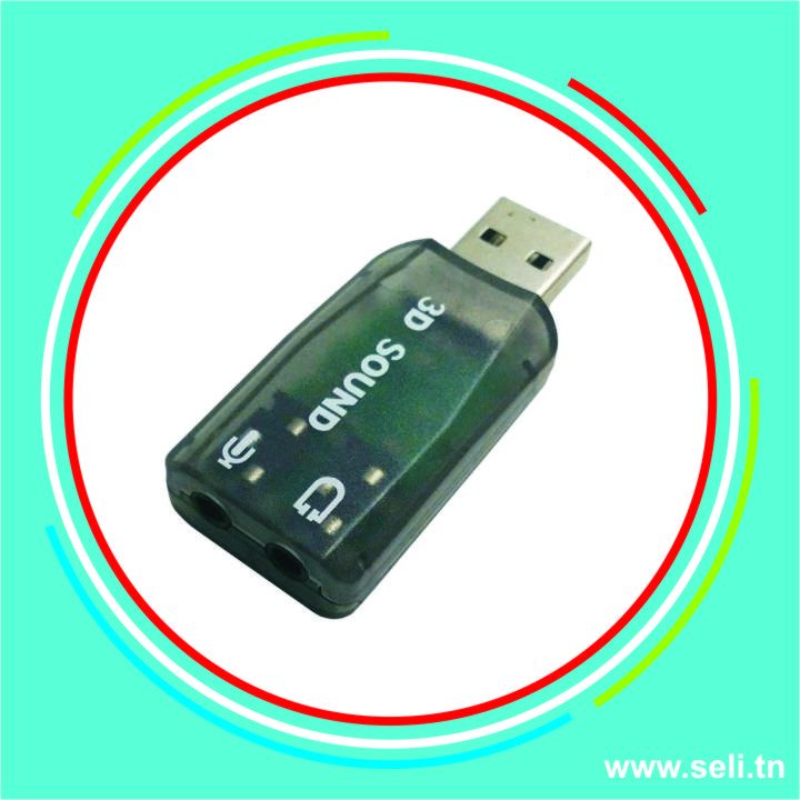 CARTE SON USB 2 PORTS 3D SOUND(AC-3) VIRTUAL SOUND TRACK 5.1 .Arduino tunisie