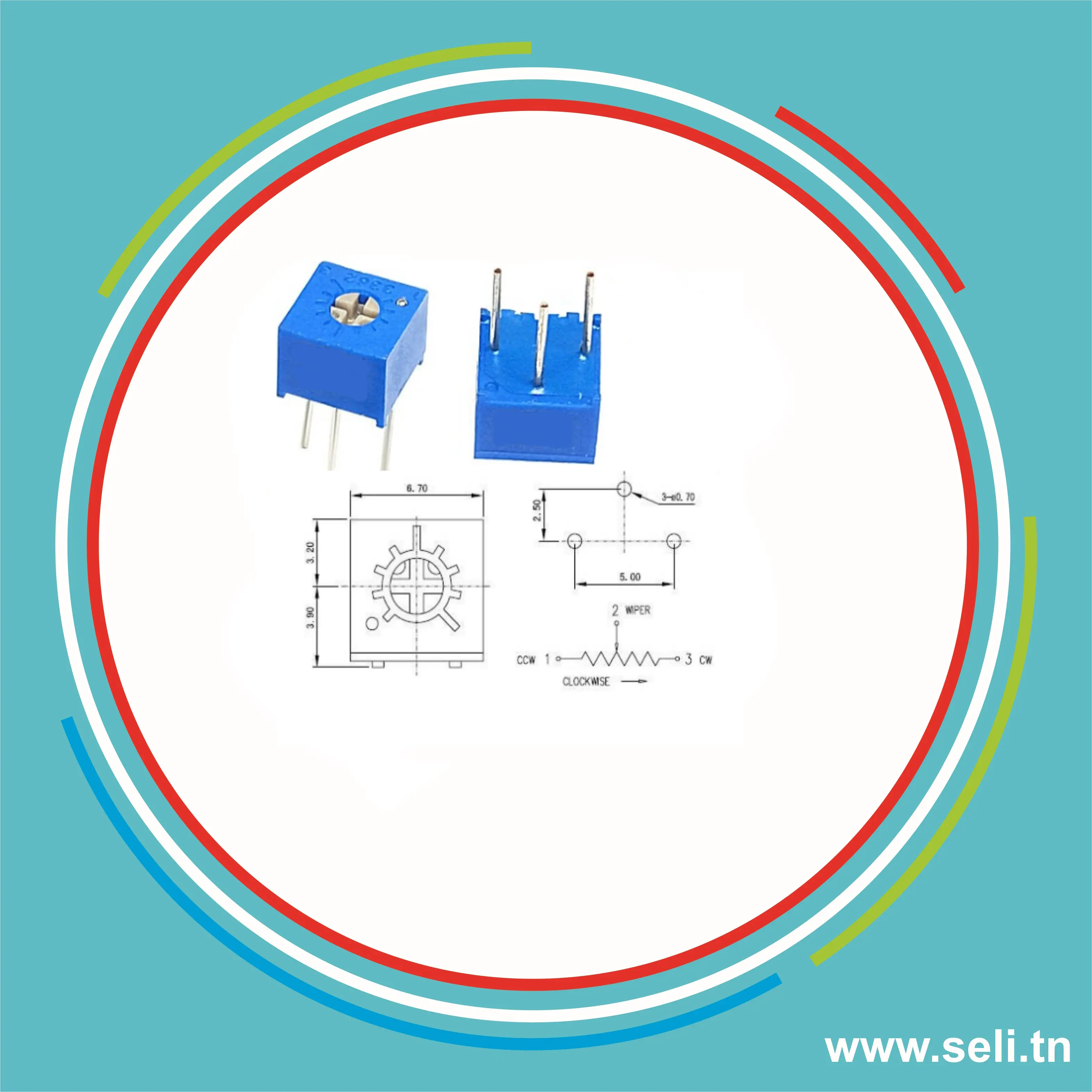 3362P-102 POTENTIOMETRE AJUSTABLE-1KOHM.Arduino tunisie