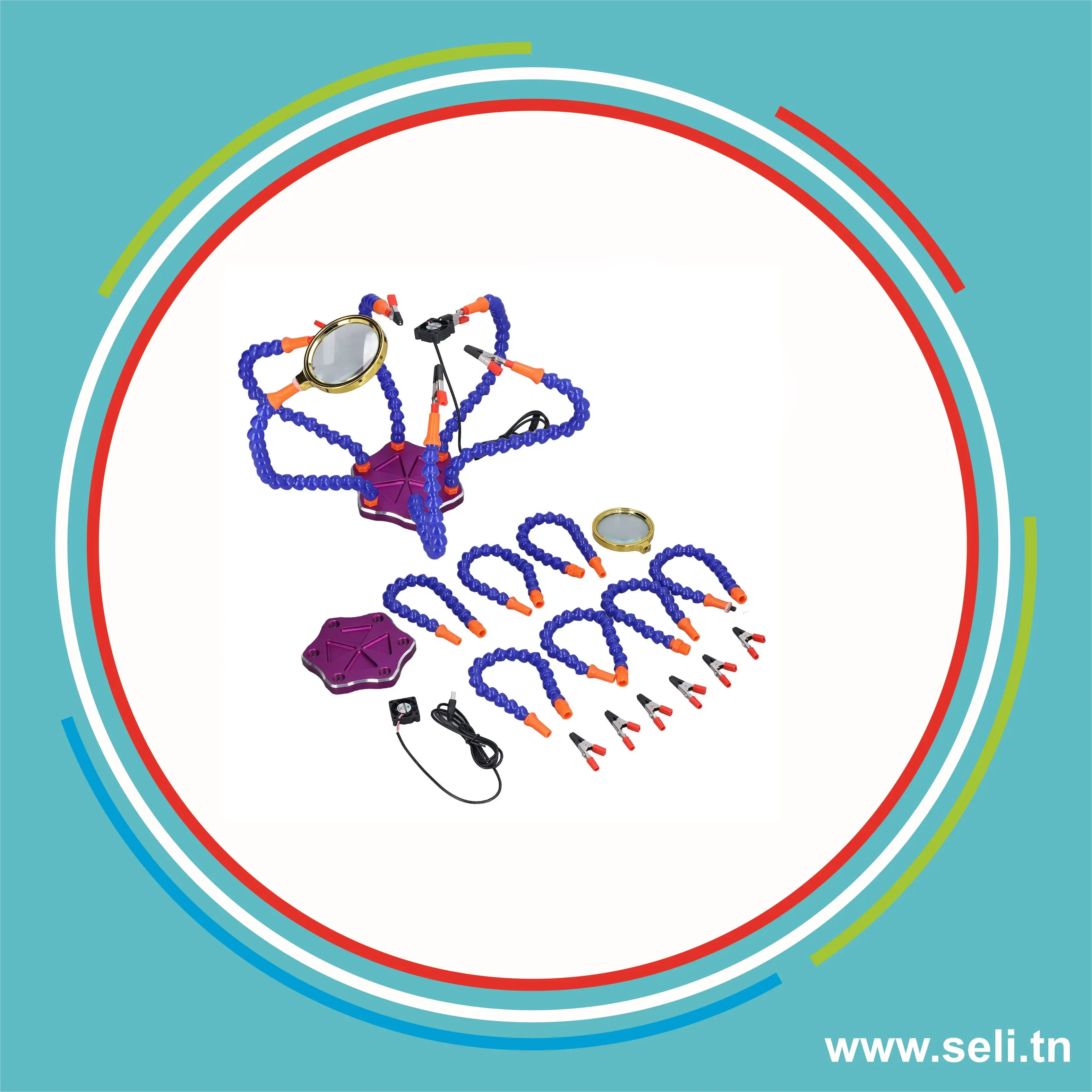 STATION DE SOUDAGE MULTIFONCTION 6 BRAS AVEC VENTILATEUR USB.Arduino tunisie