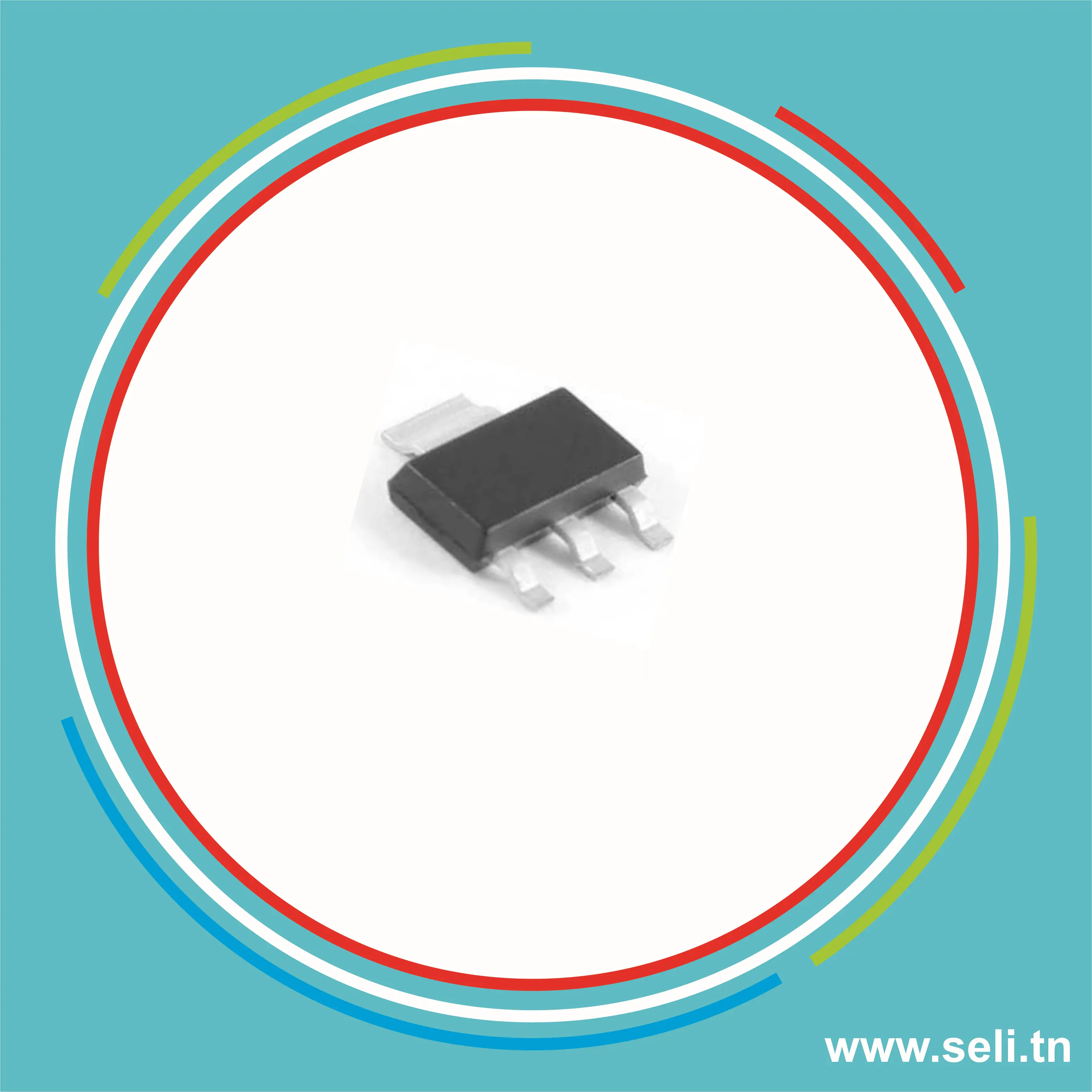 AMS1117-AJ CMS REGULATEUR DE TENSION AJUSTABLE1.2V-5V 800mA.Arduino tunisie