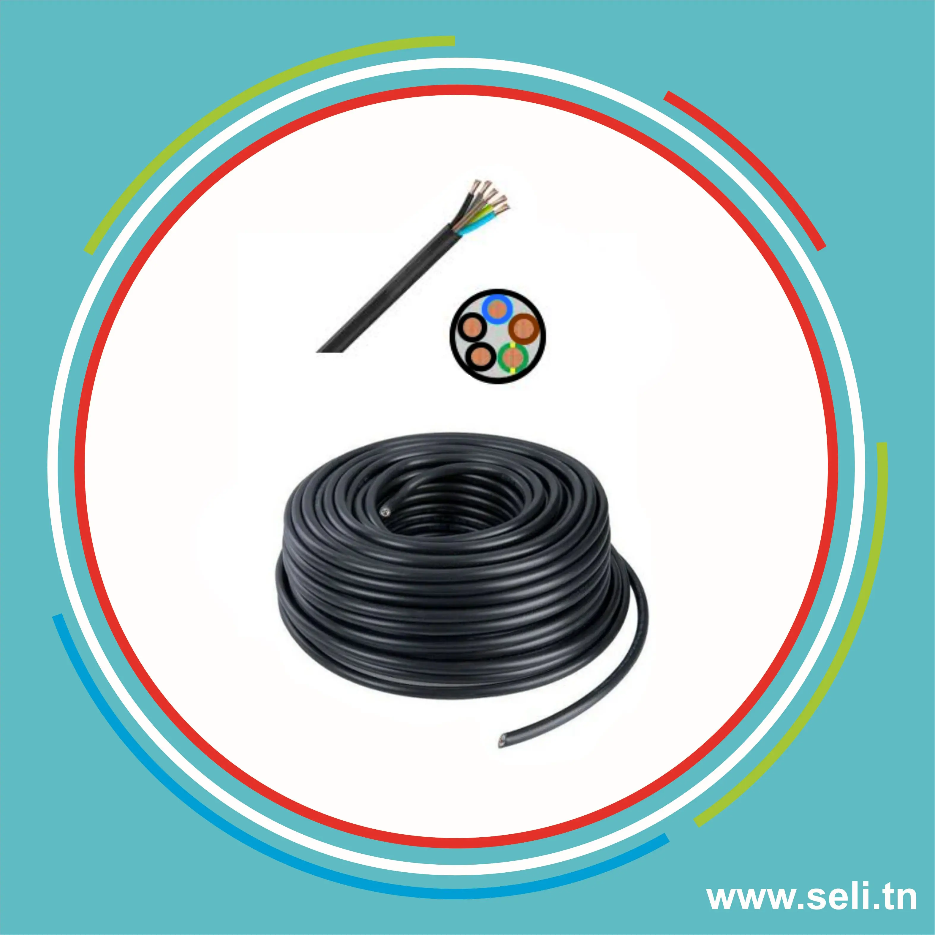 CABLE SOUPLE NOIR 5X0.75MM2 IDEAL POUR LES MOTEURS PAP.Arduino tunisie