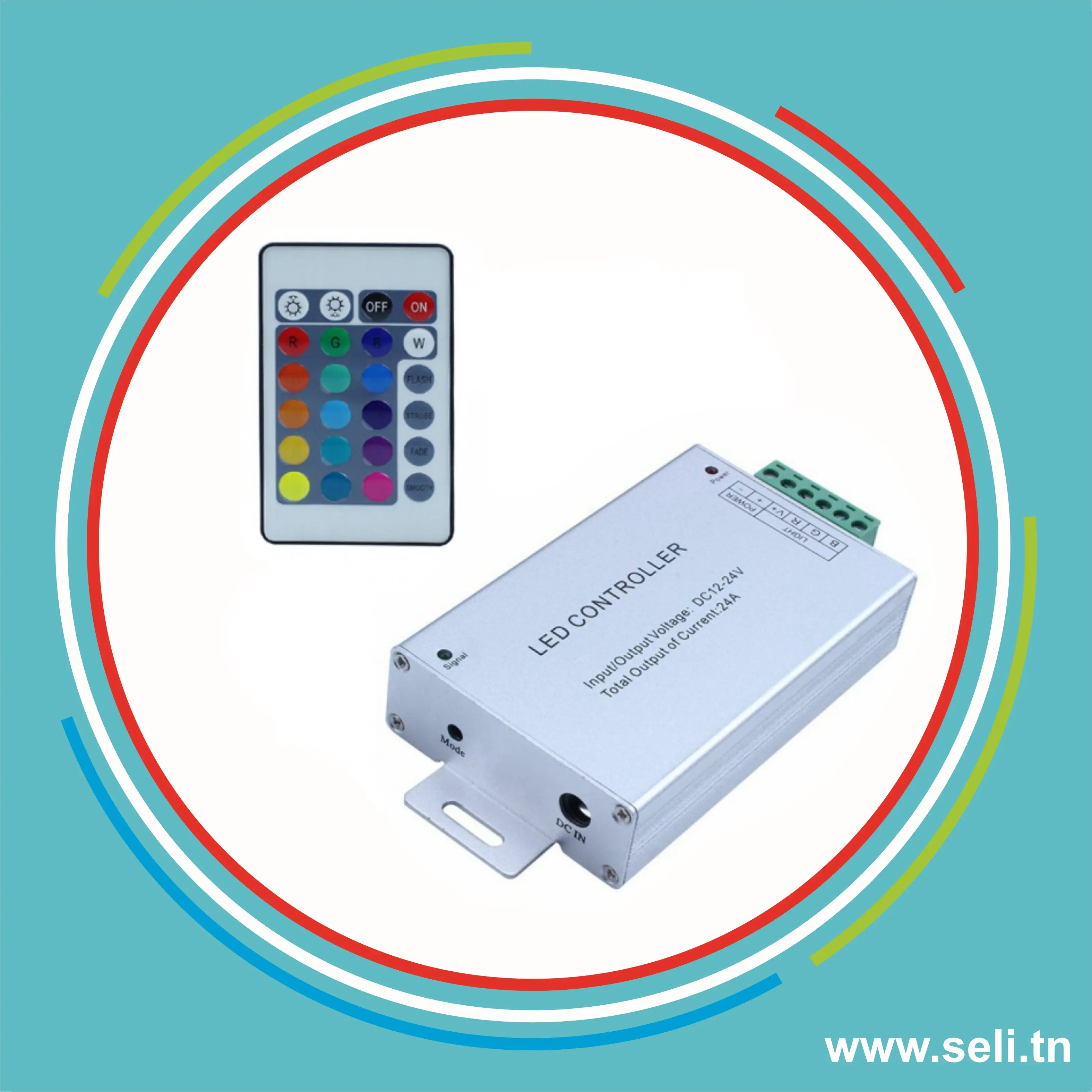 CONTROLEUR LED SANS FIL INFRAROUGE 24A AVEC COMMANDE 24 BOUTONS.Arduino tunisie