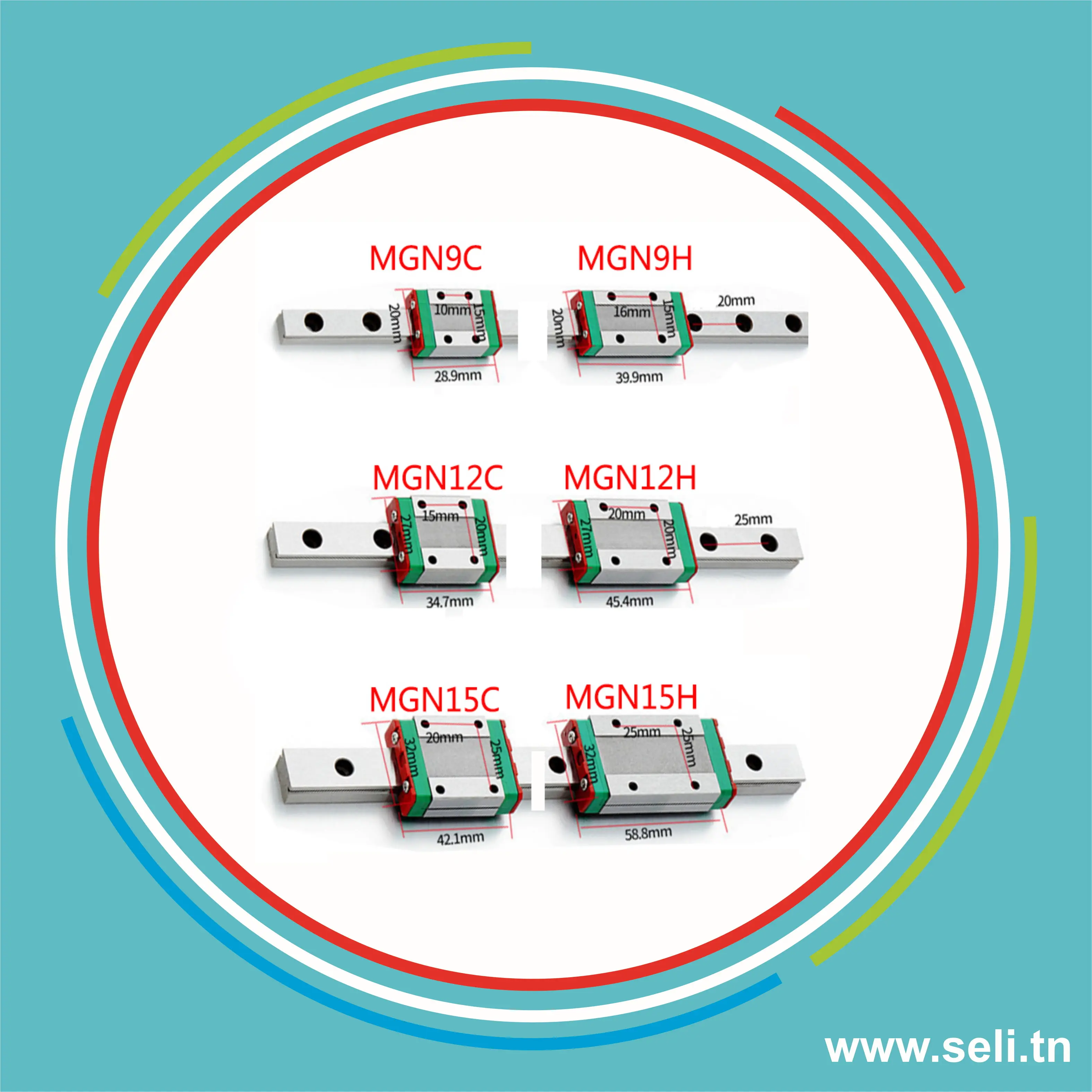 MGN12C- CHARIOT DE GLISSEMENT RAIL LINEAIRE SIGMA 12 MM.Arduino tunisie