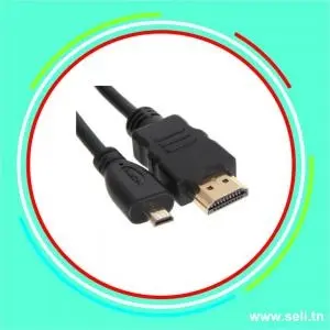 CORDON MICRO- HDMI VERS HDMI MALE TYPE A POUR PI4 L=1.5M.Arduino tunisie