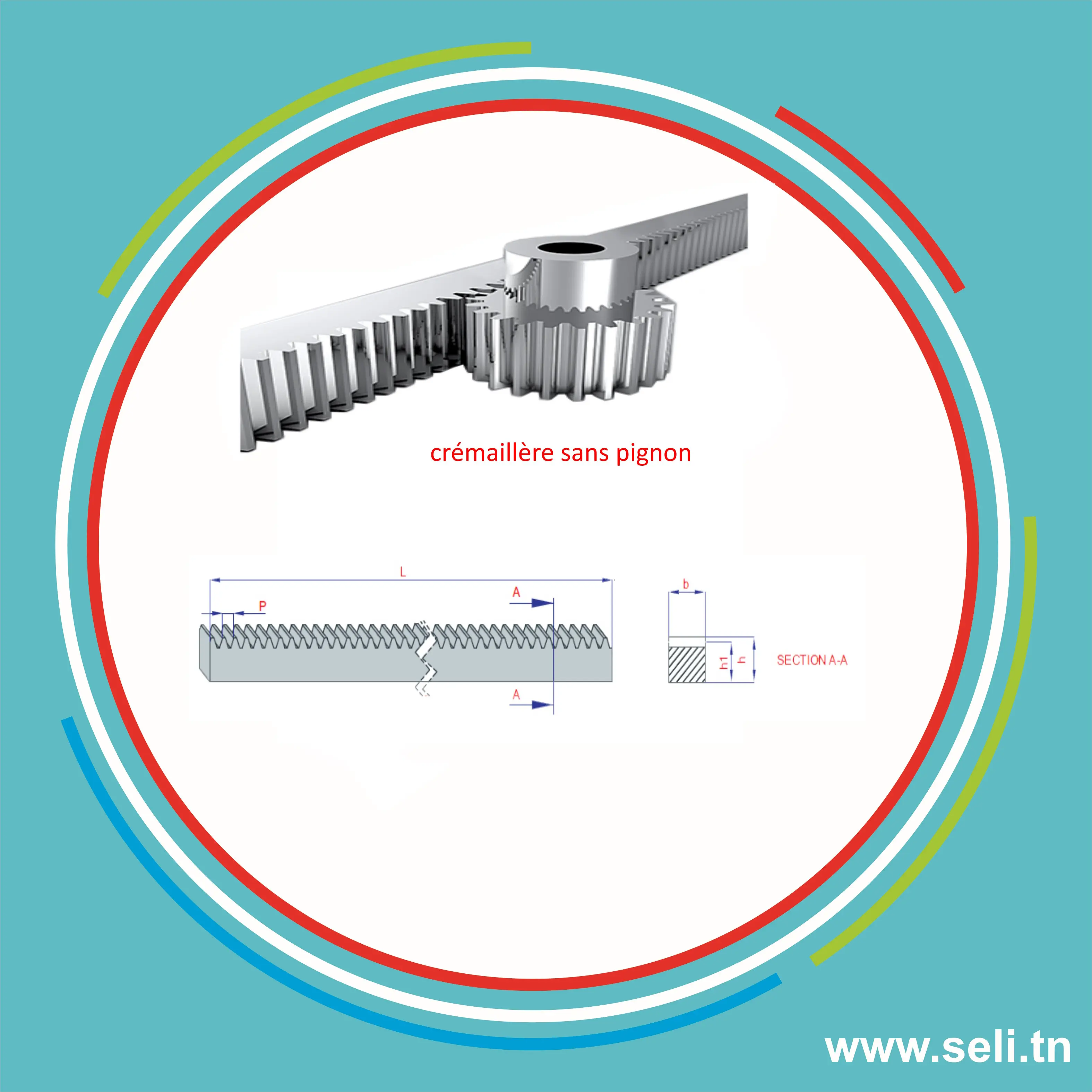 RAIL CREMAILLERE MODULO 1.5 16X16MM L=2M.Arduino tunisie