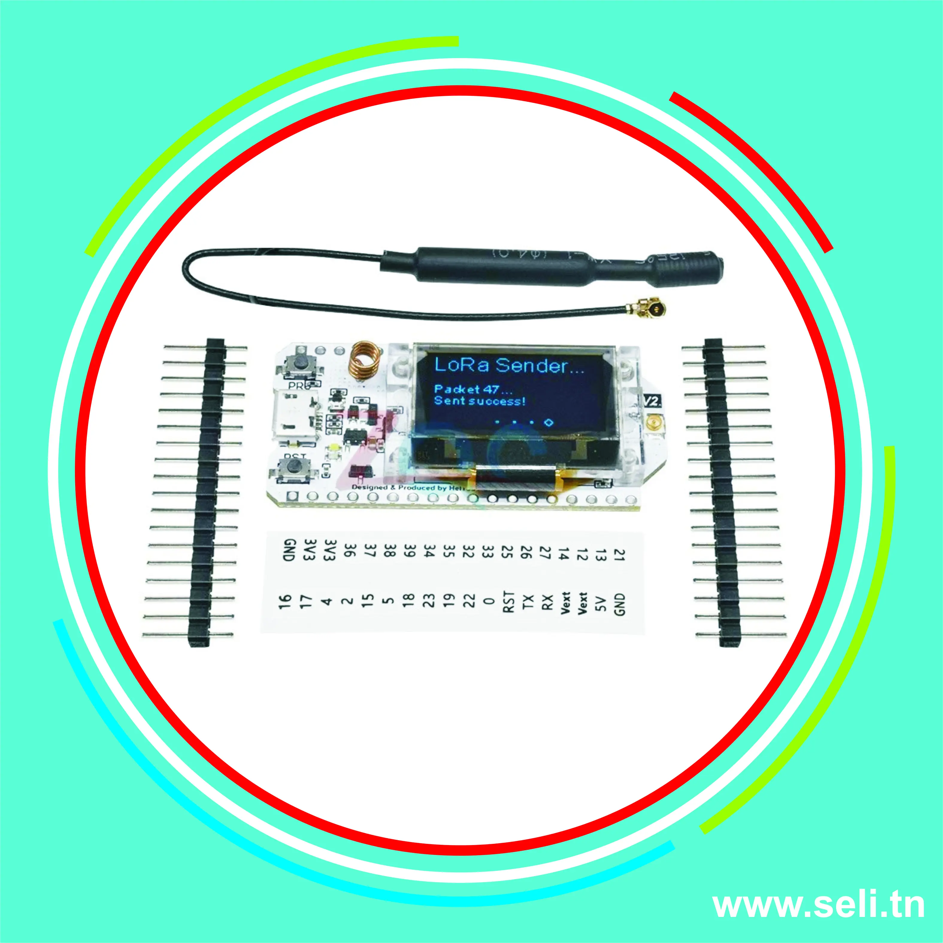 CARTE DE DEVELOPPEMENT ESP32 LORA  868-915MHZ AVEC OLED WIFI SX1276 Module +LNA.Arduino tunisie