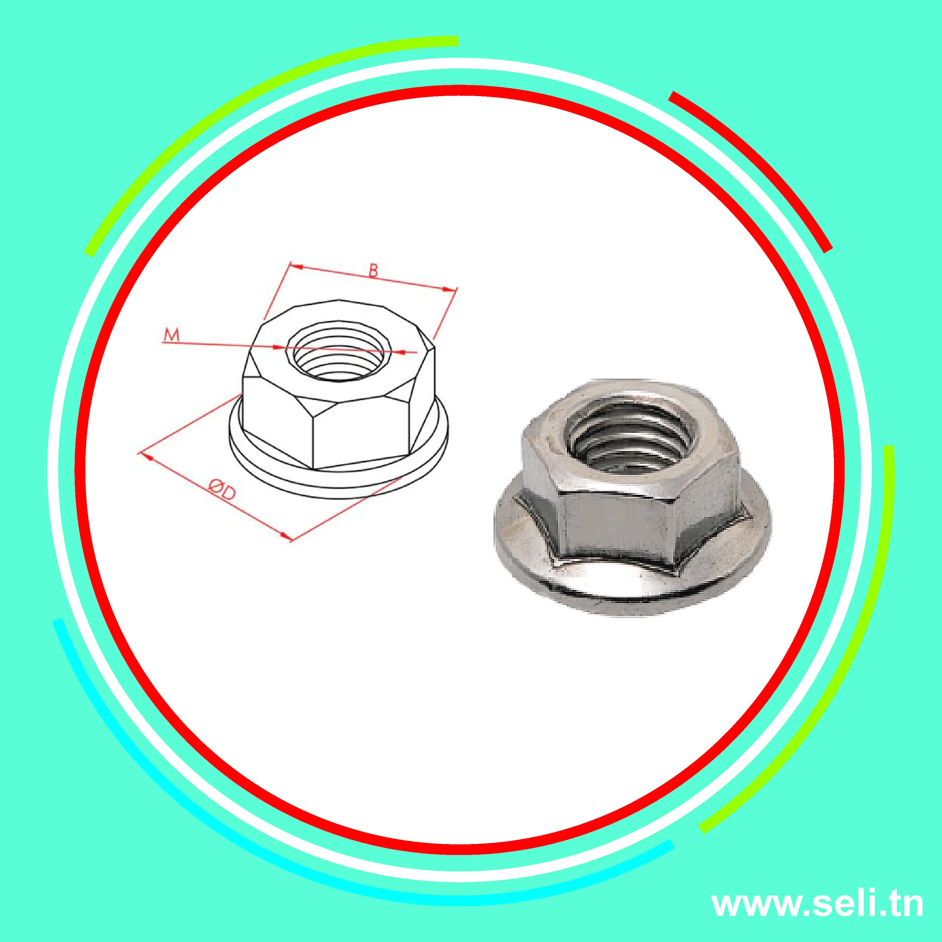 ECROU ROND R8 M6MM  B=9.8MM D=13MM.Arduino tunisie