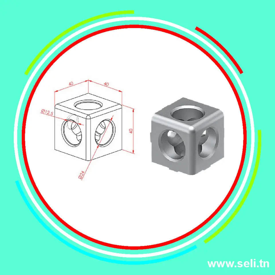 EQUERRE CUBIQUE A TROIS VOIES 40X40 R10.Arduino tunisie