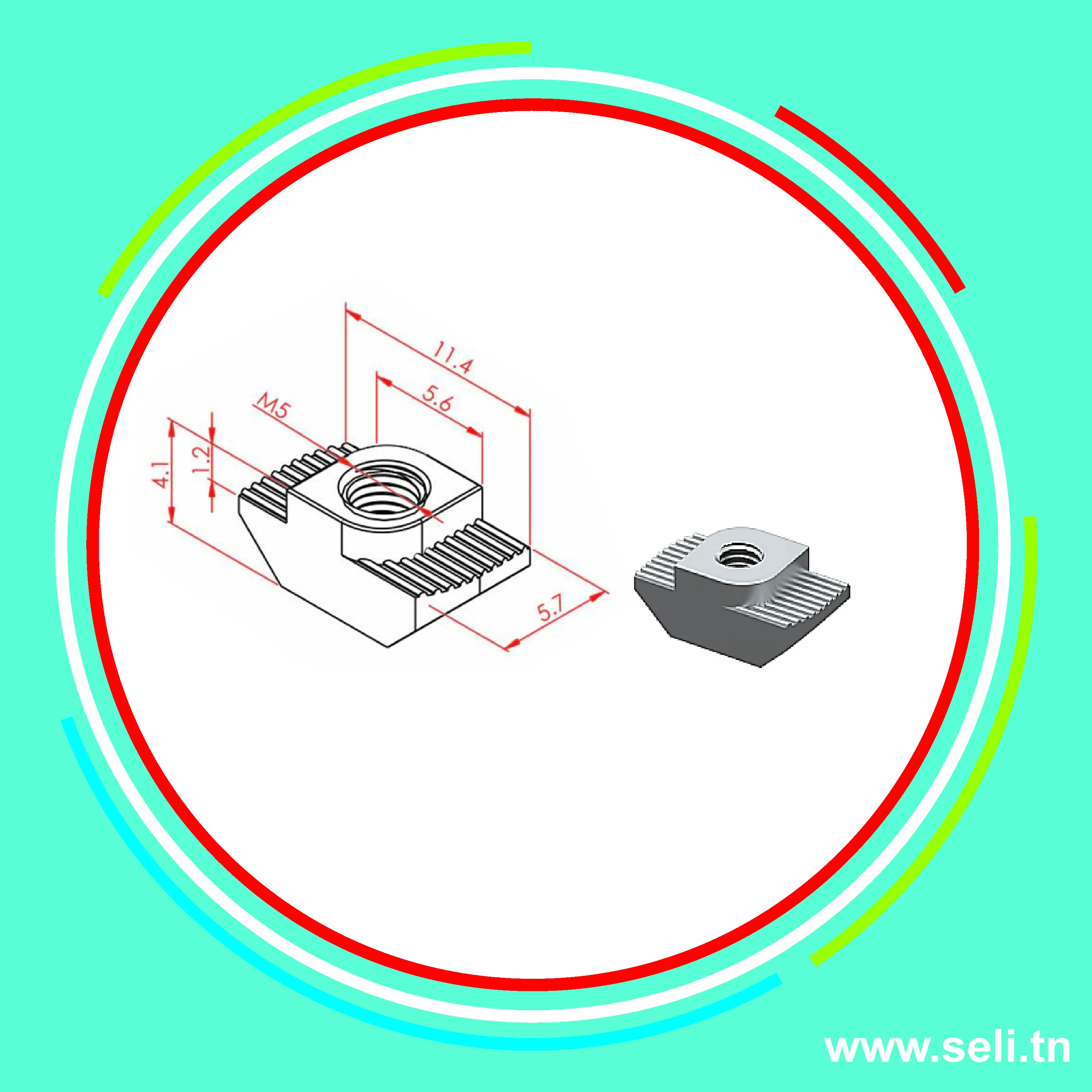 ECROU MARTEAU M5 - R6   .Arduino tunisie