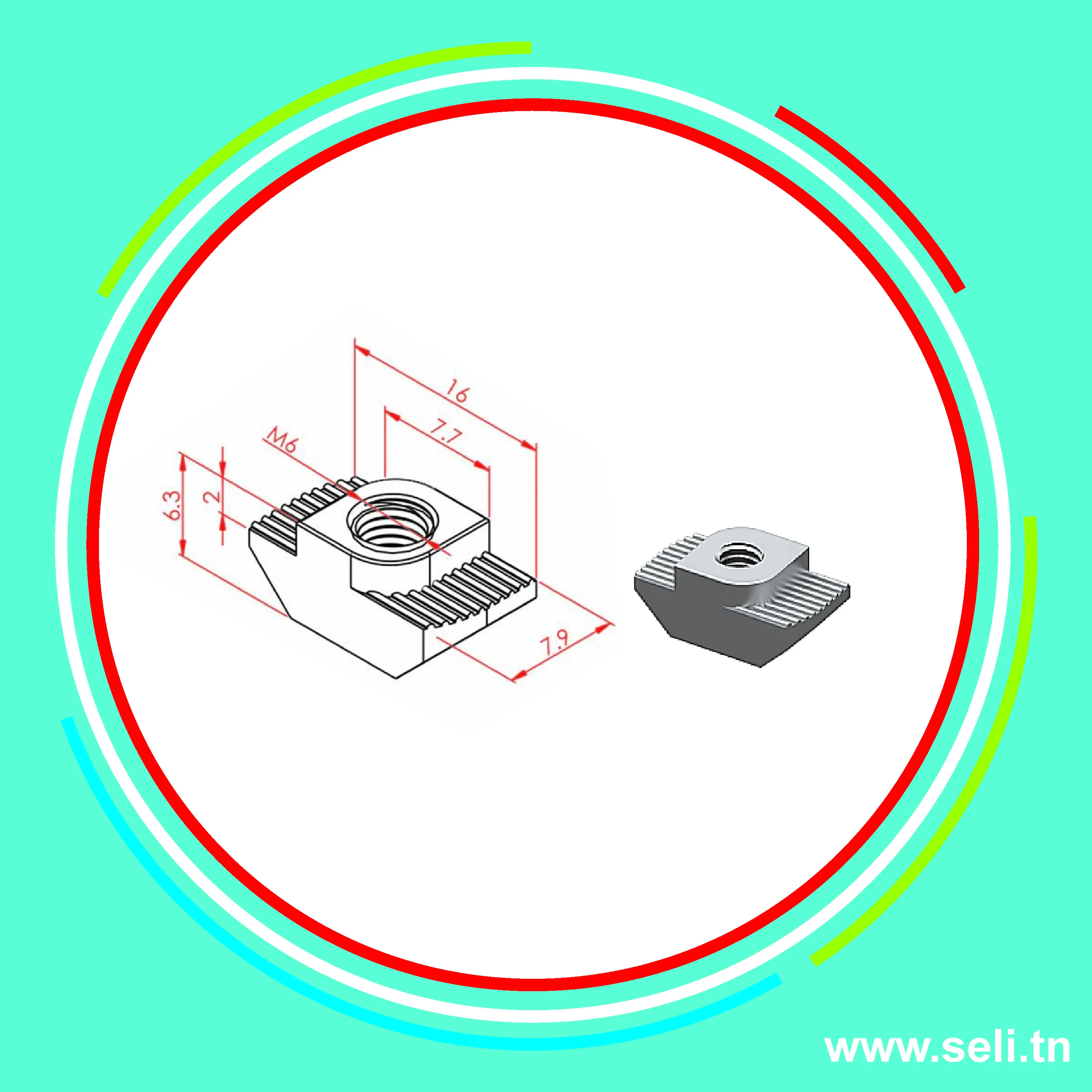 ECROU MARTEAU M6 - R8   .Arduino tunisie