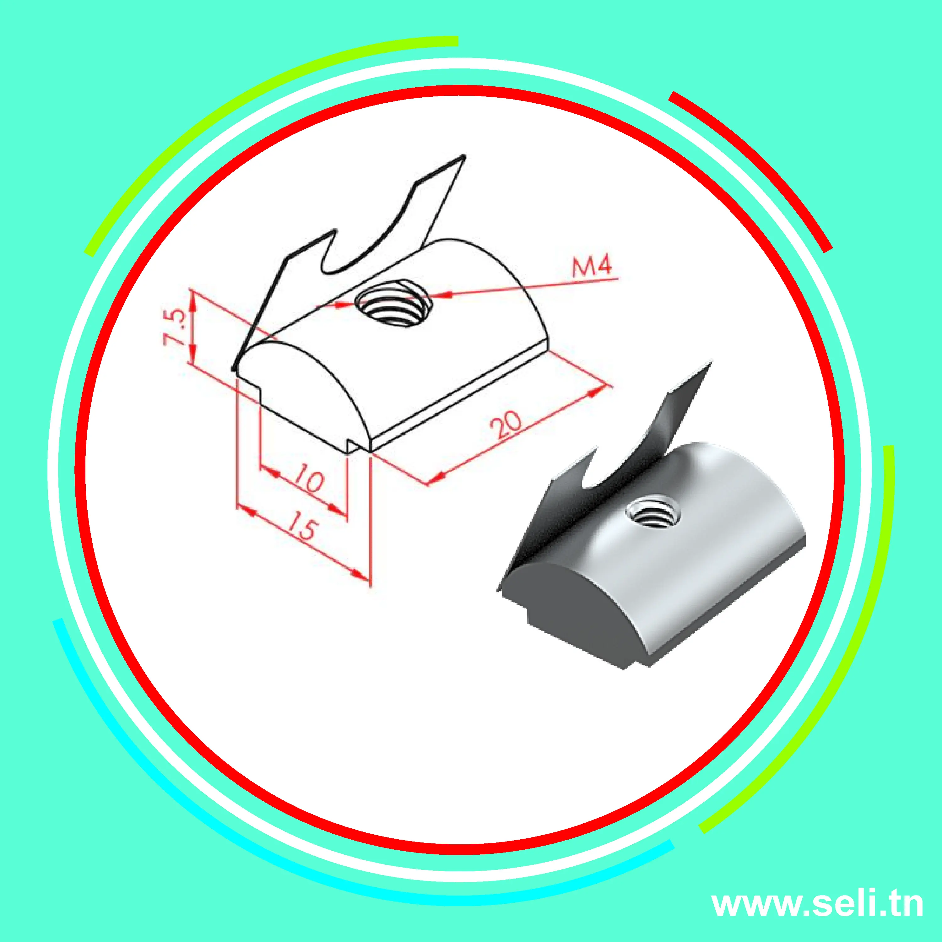 ECROU TASSAUD LOURD A RESSORT M4 - R10   .Arduino tunisie