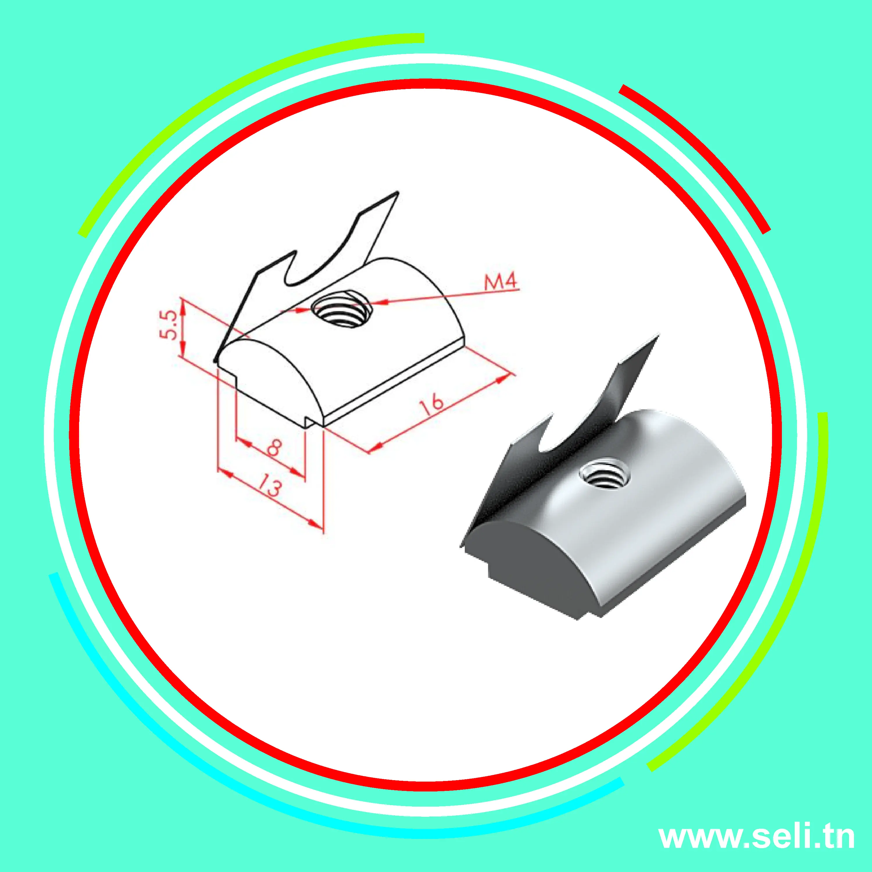 ECROU TASSAUD LOURD A RESSORT M4 - R8  .Arduino tunisie