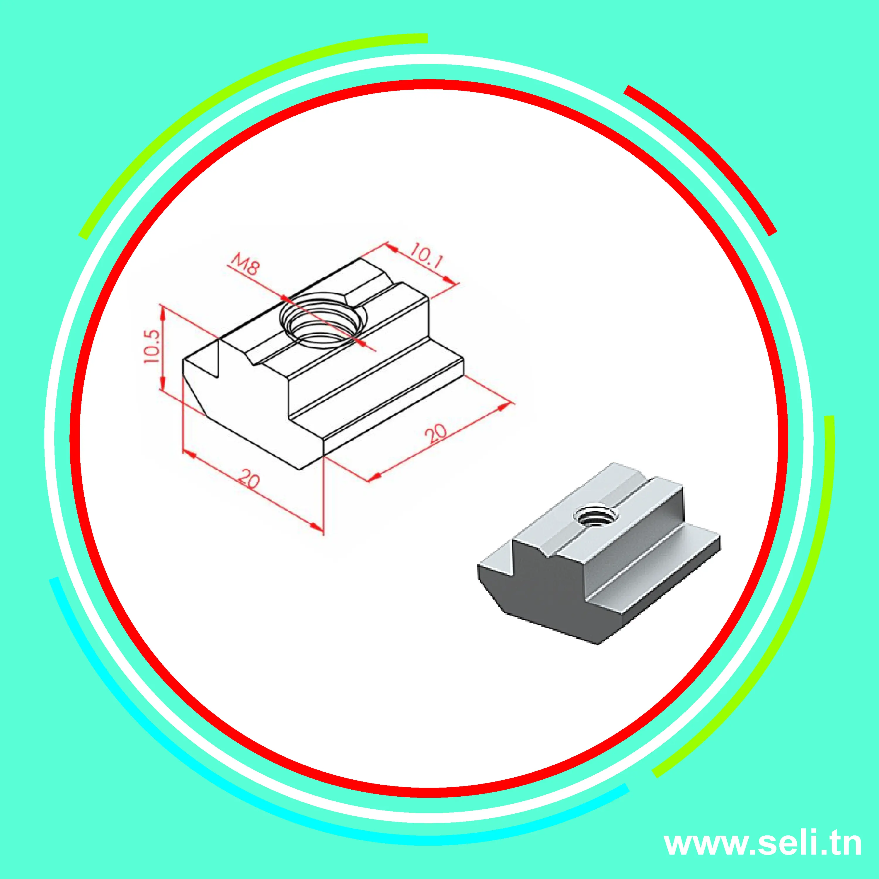 ECROU TASSAUD LOURD T M8 - R10    .Arduino tunisie