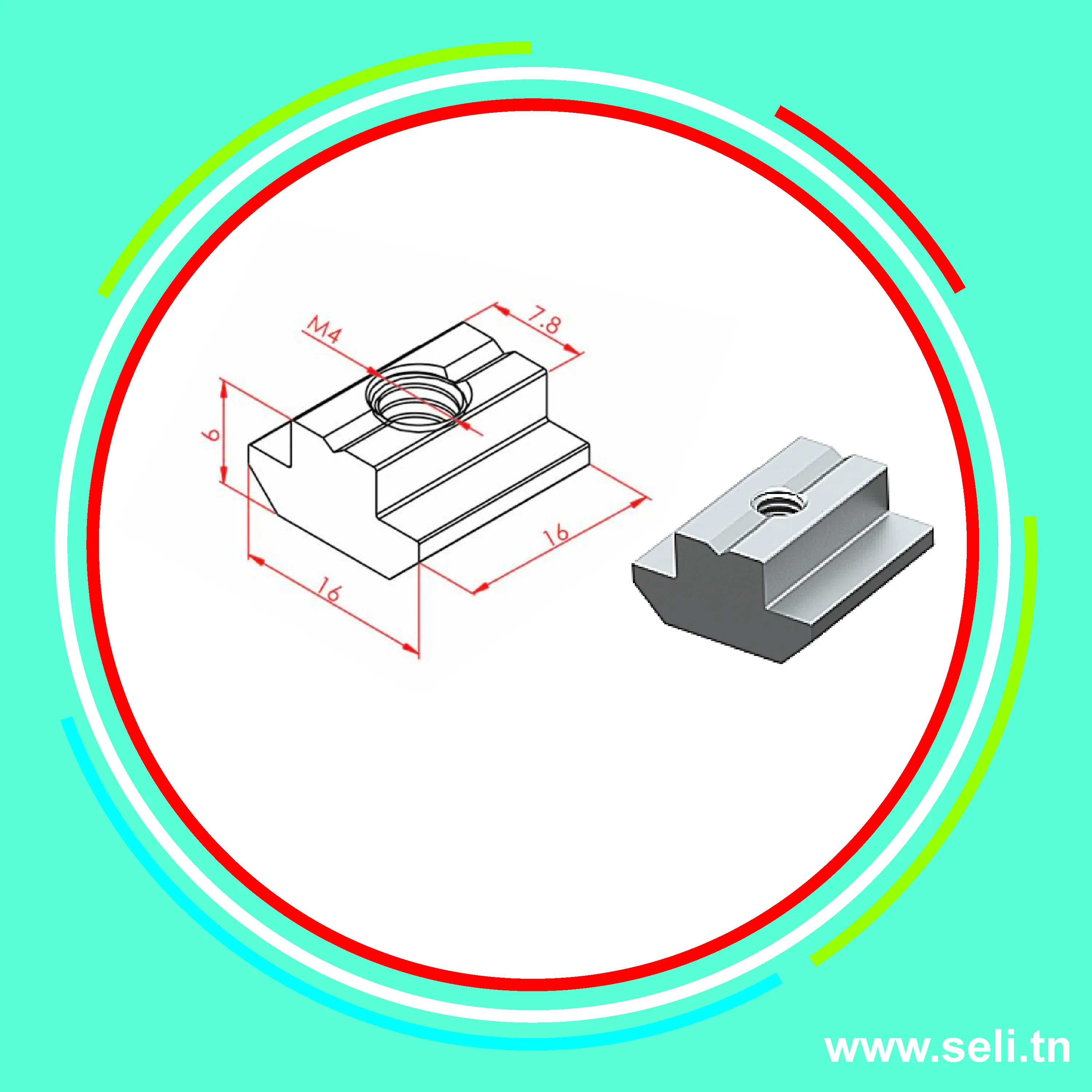 ECROU TASSAUD LOURD T M4 - R8    .Arduino tunisie