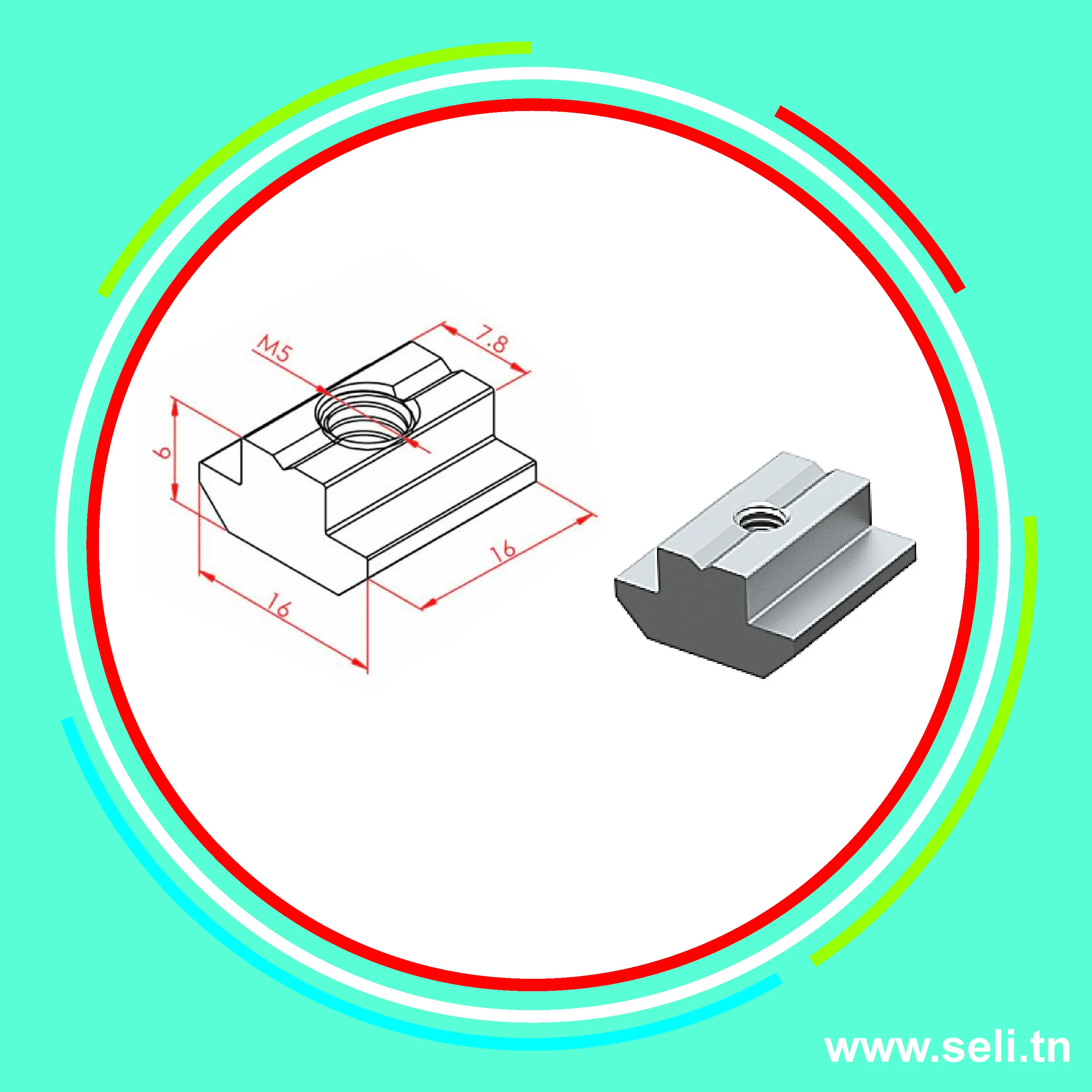 ECROU TASSAUD LOURD T M5 - R8    .Arduino tunisie