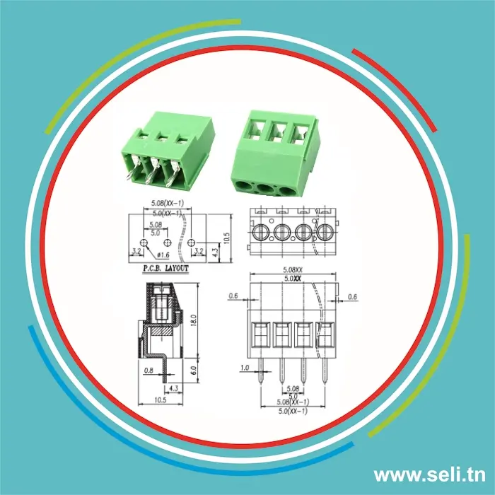 BORNIER A VISSER 2 POLES 5.00 MM KF129 3P VERT.Arduino tunisie