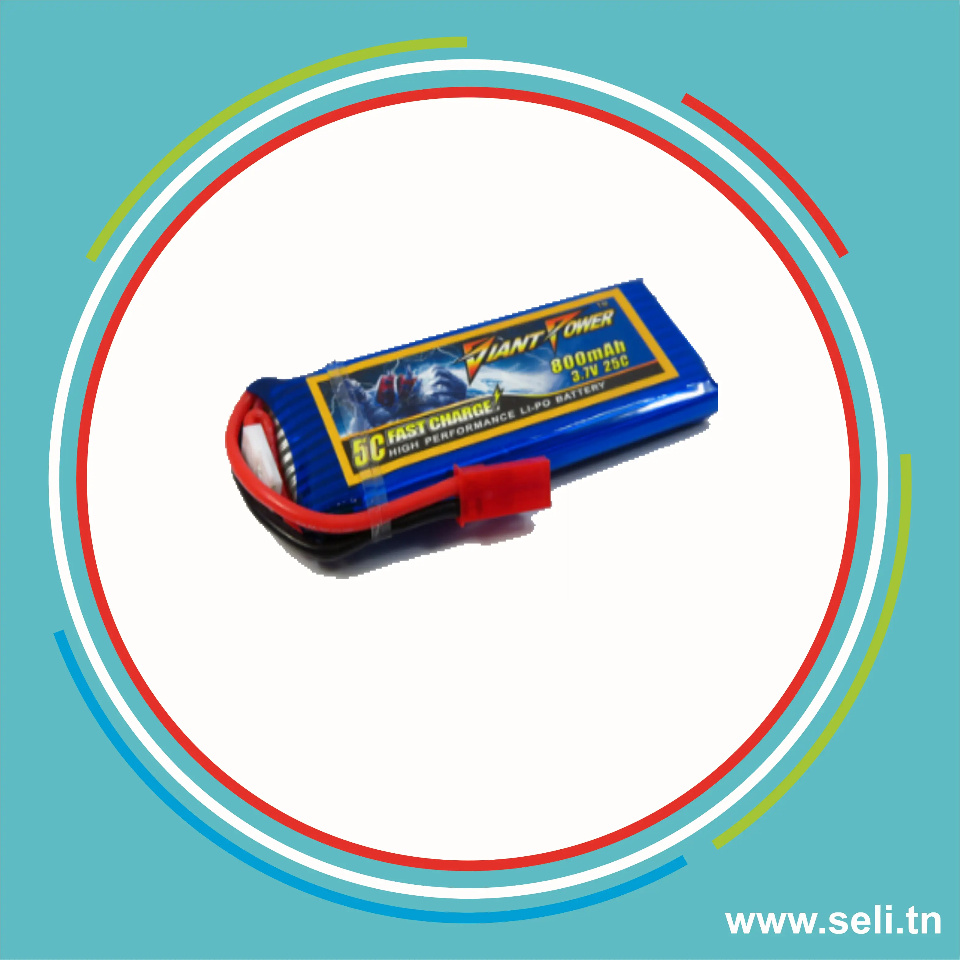 BATTERIE LIPO 1S 3.7V - 800mAh 25C 6.6X26X65MM 21.4GR.Arduino tunisie