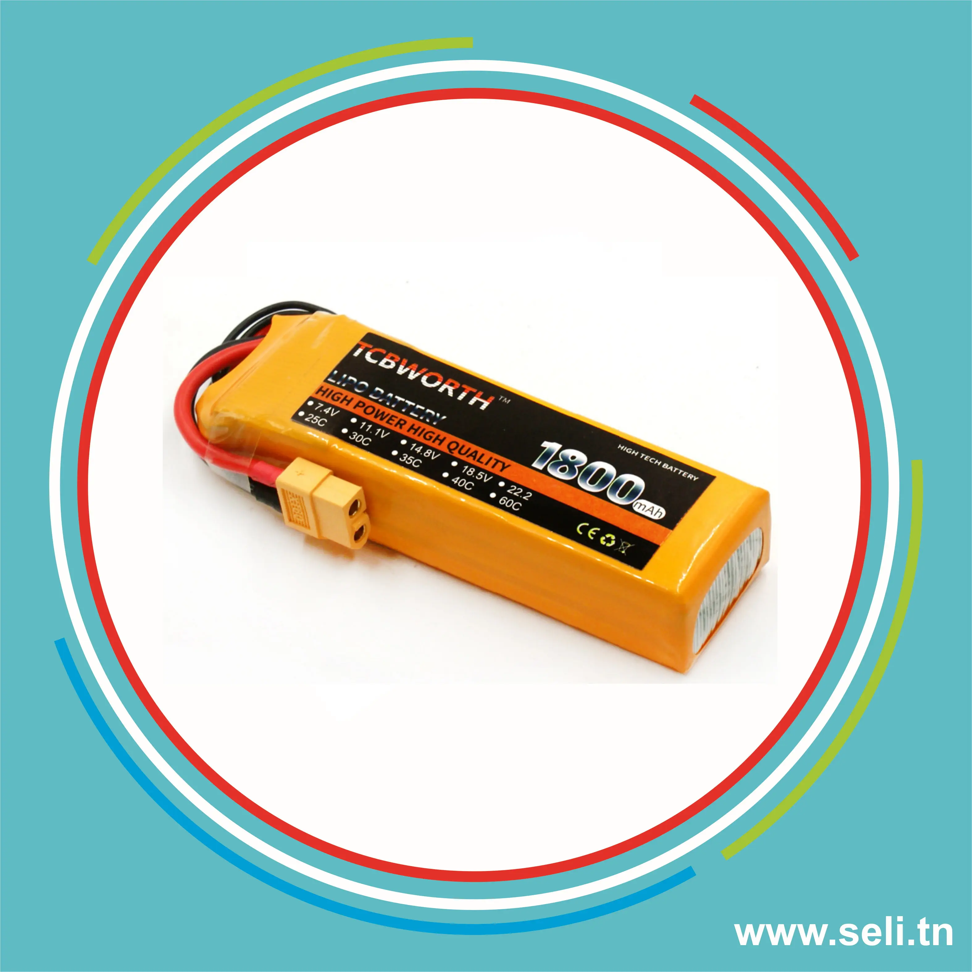 BATTERIE LIPO 3S 11.1V - 1800mAh 35C - XT60 TCBWORTH.Arduino tunisie