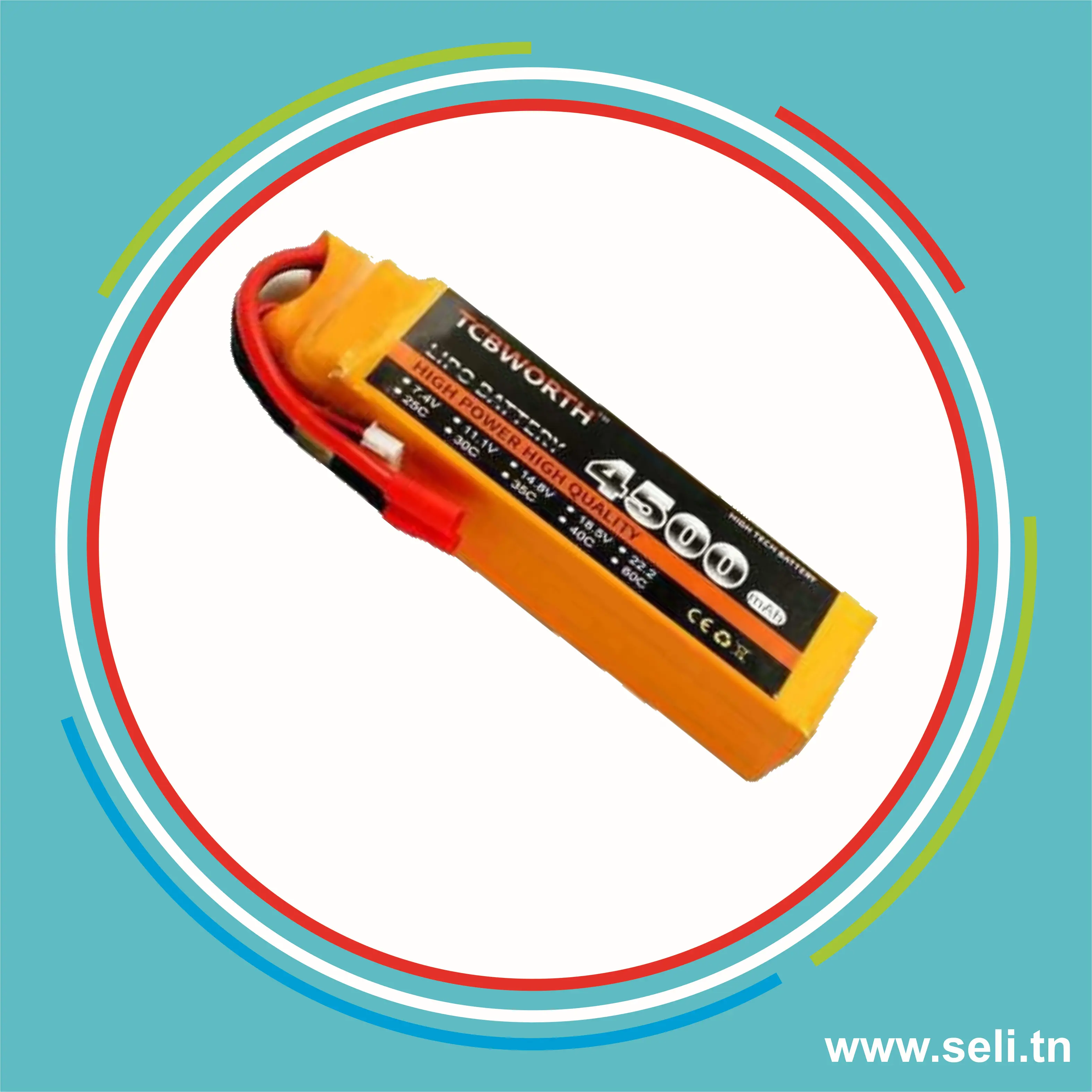 BATTERIE LIPO 4S 14.8V - 4500mAh 60C - XT60 TCBWORTH.Arduino tunisie