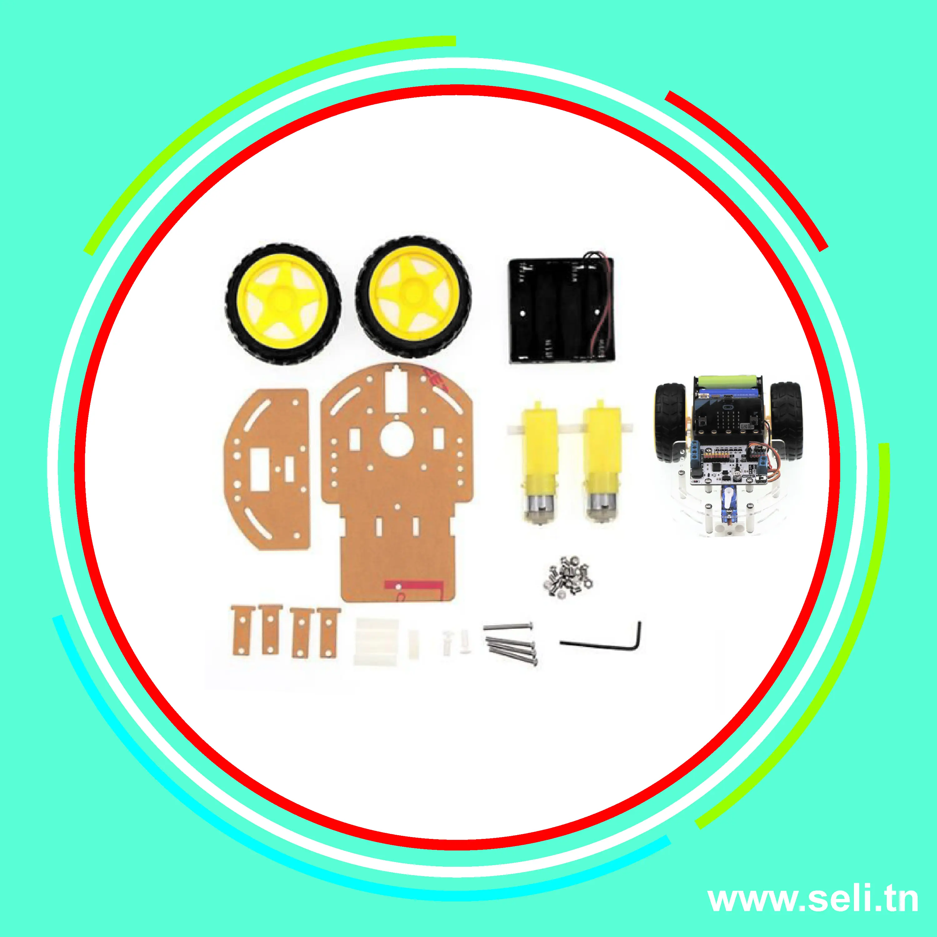 MICRO BIT: KIT CHASSIS 2WD POUR MICRO BIT.Arduino tunisie