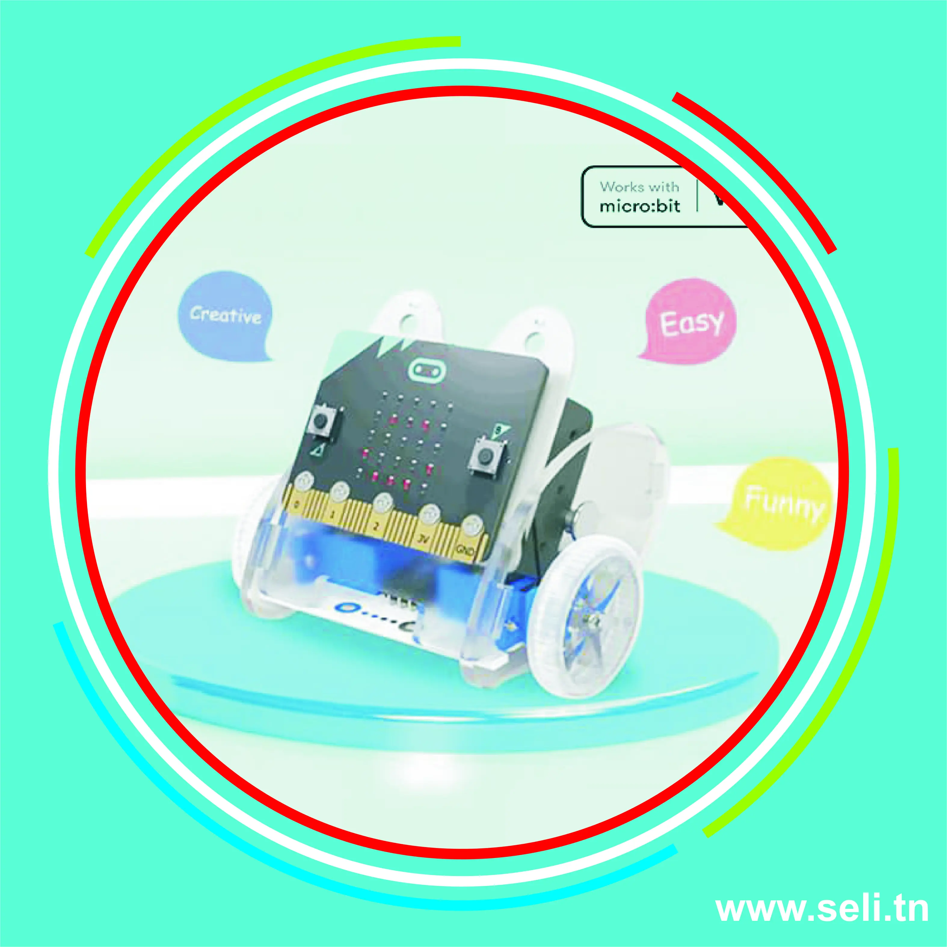 ELECFREAKS RING:BIT CAR 2 COMPATIBLE AVEC  MICRO BIT V1 ET V2.Arduino tunisie