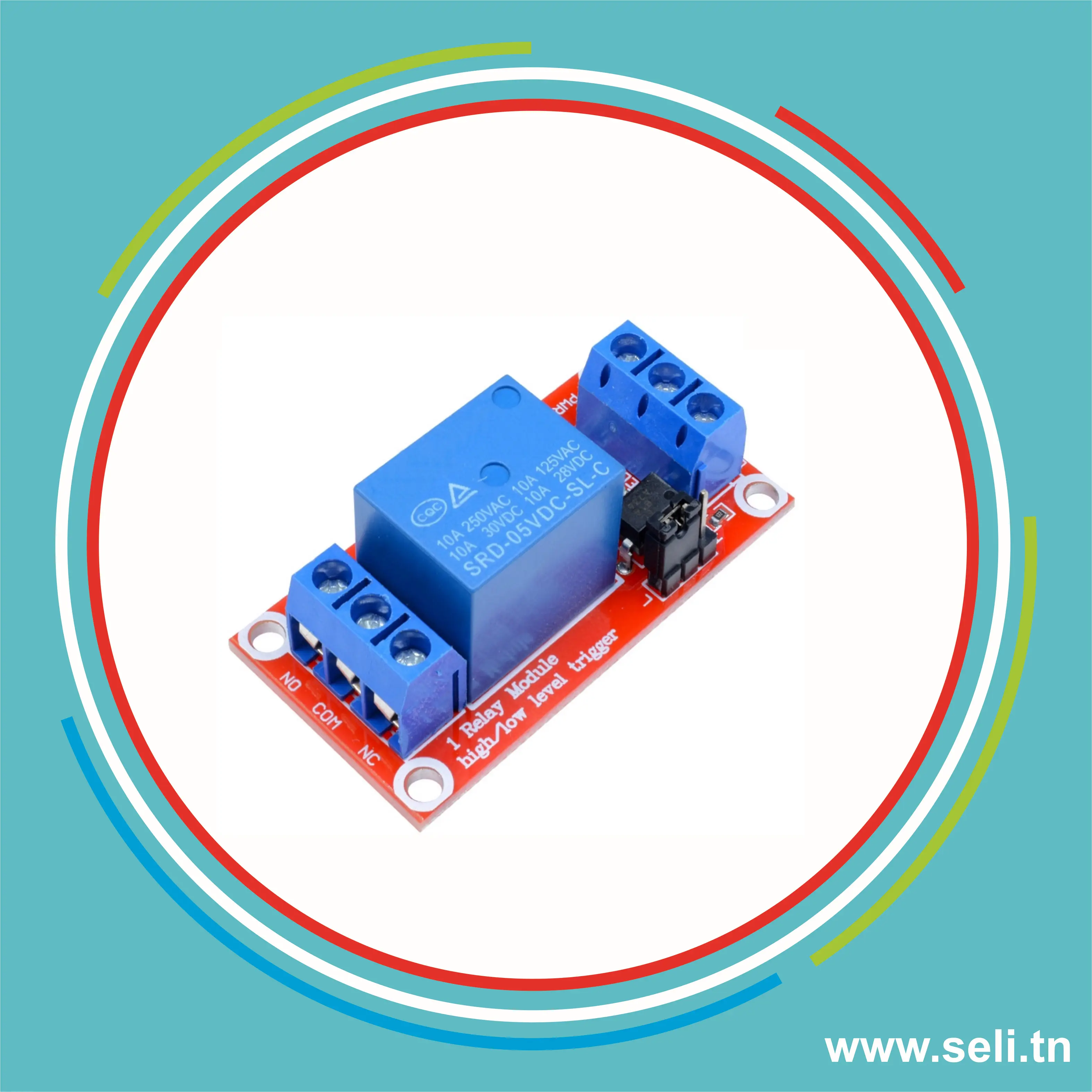 MODULE RELAIS 01 CHANNEL ISOLE 5V AVEC BORNIERS A VISSER.Arduino tunisie