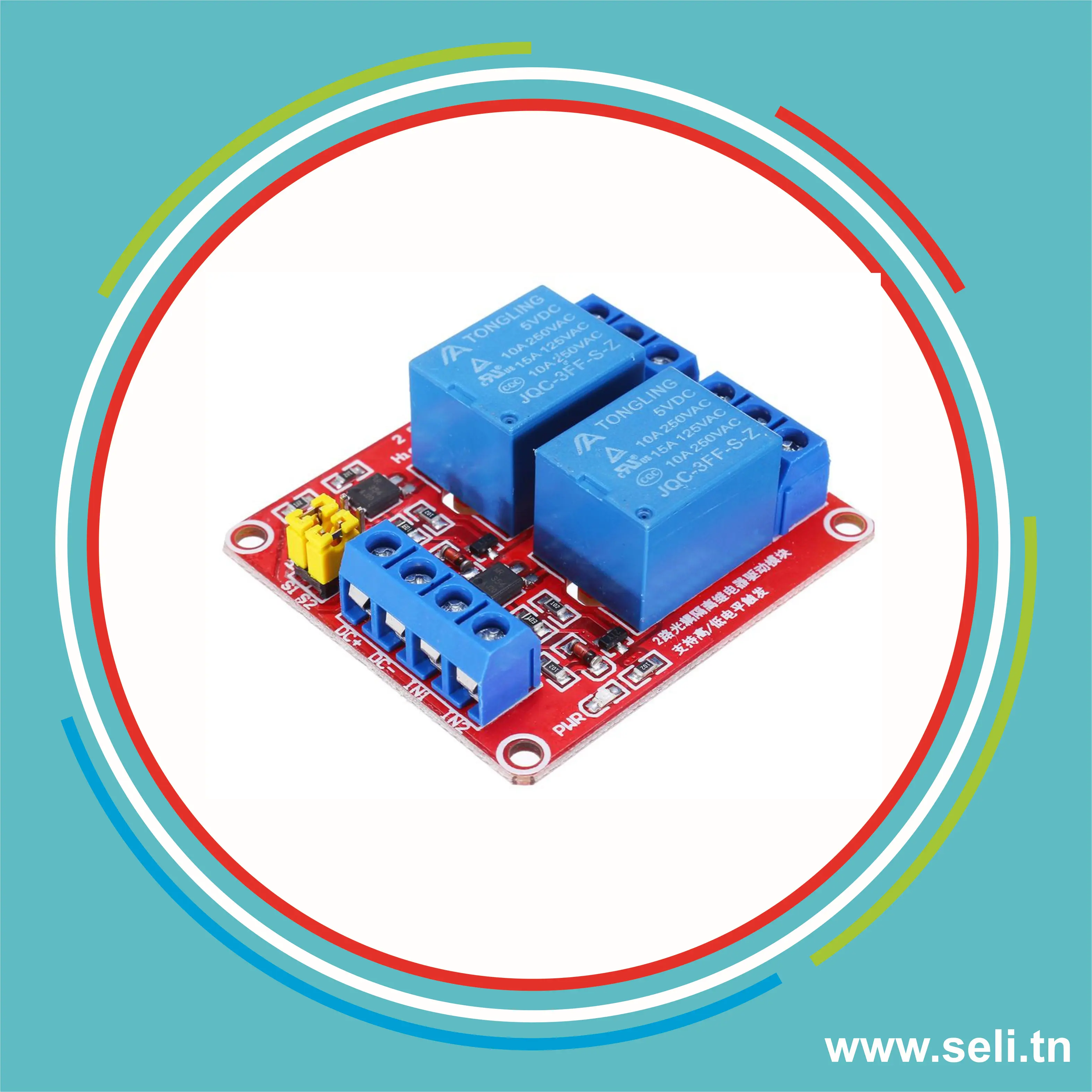 MODULE RELAIS 2 CANAUX 5V AVEC BORNIERS A VISSSER.Arduino tunisie