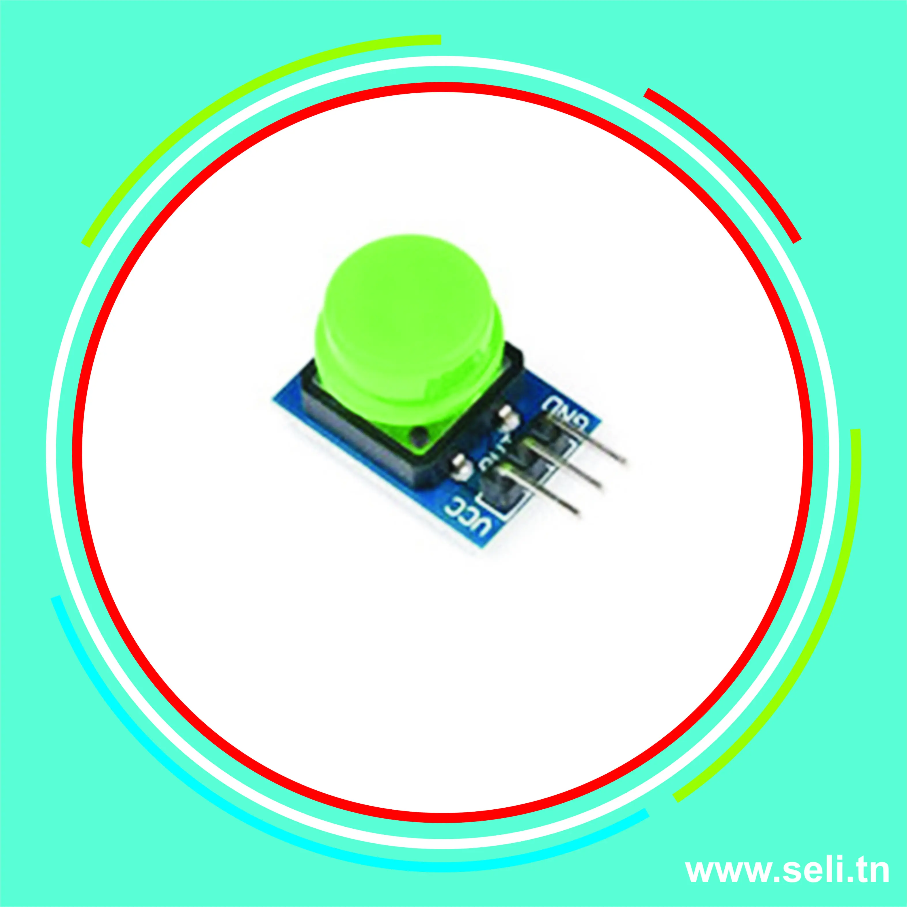 MODULE BOUTON POUSSOIR AVEC CAPOT COLEUR VERT.Arduino tunisie