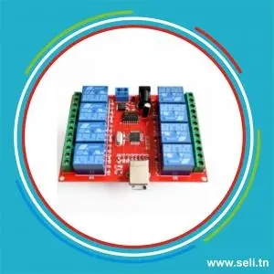 MODULE RELAIS 8 CANNAUX PROGRAMMABLE - USB 12VDC.Arduino tunisie