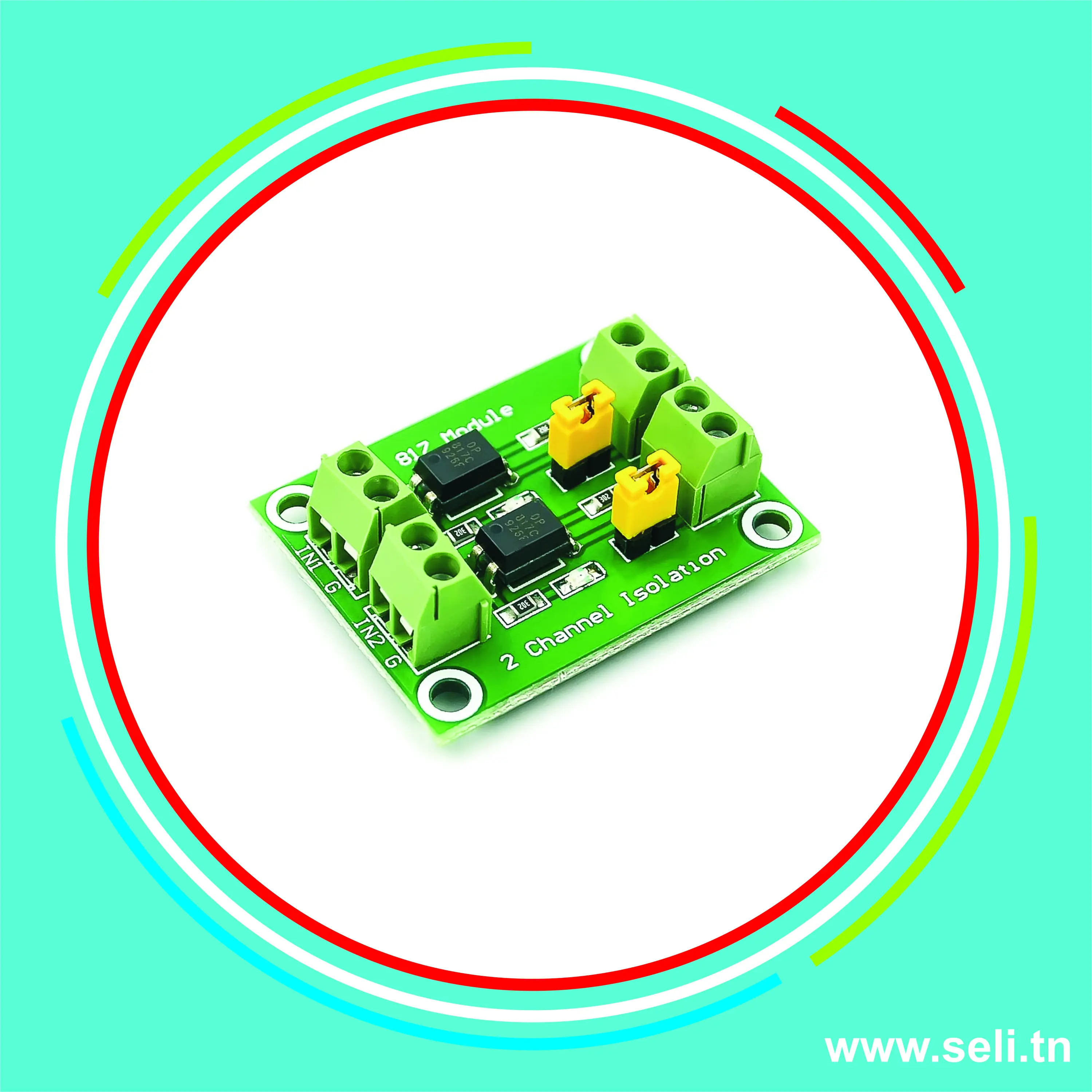 MODULE OPTOCOUPLEUR PC817 2 CANNAUX.Arduino tunisie