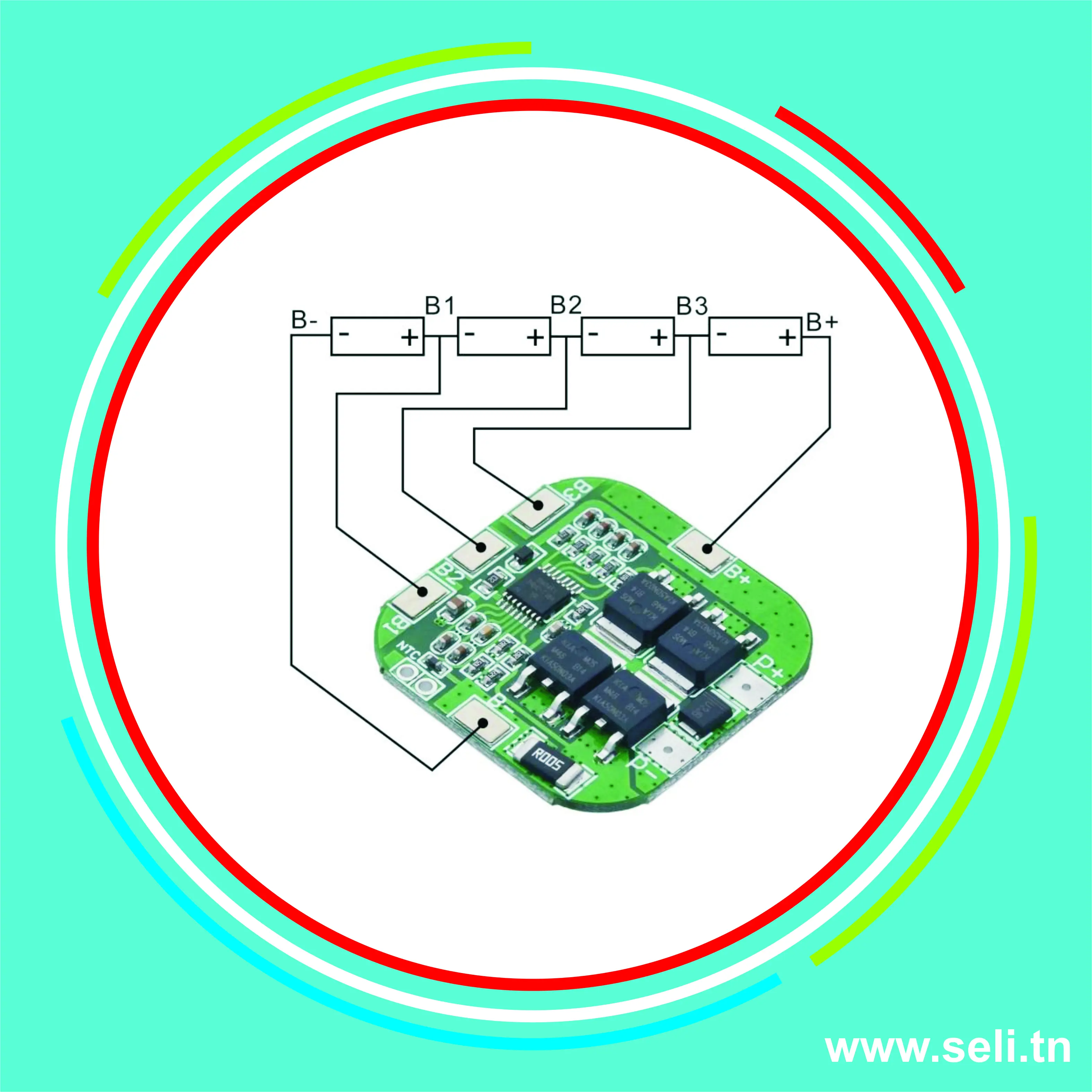 MODULE CHARGEUR PCB BMS  4S-20A LI-ION BATTERIE 18650.Arduino tunisie