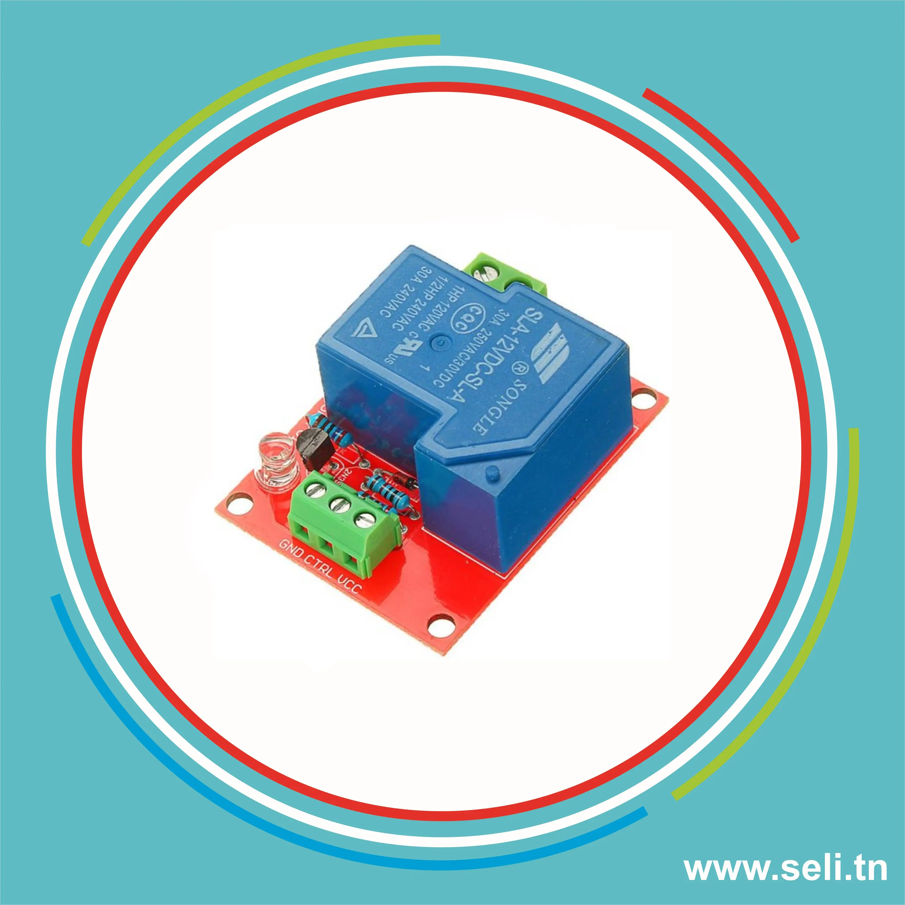 MODULE RELAIS 1 CHANNEL 12V 30A SLA-05VDC-SL-C .Arduino tunisie