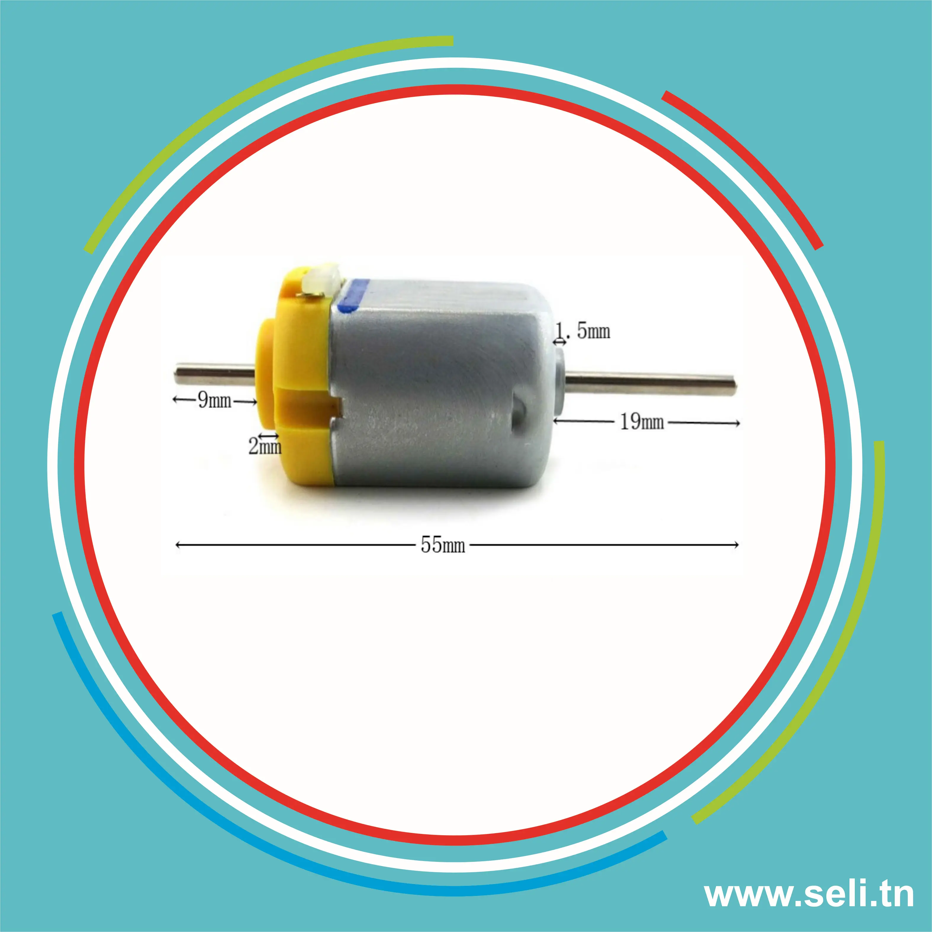 R130 MOTEUR DOUBLE AXES 3VDC AXE LONG L=19MM IDEAL POUR EOLIENNE.Arduino tunisie