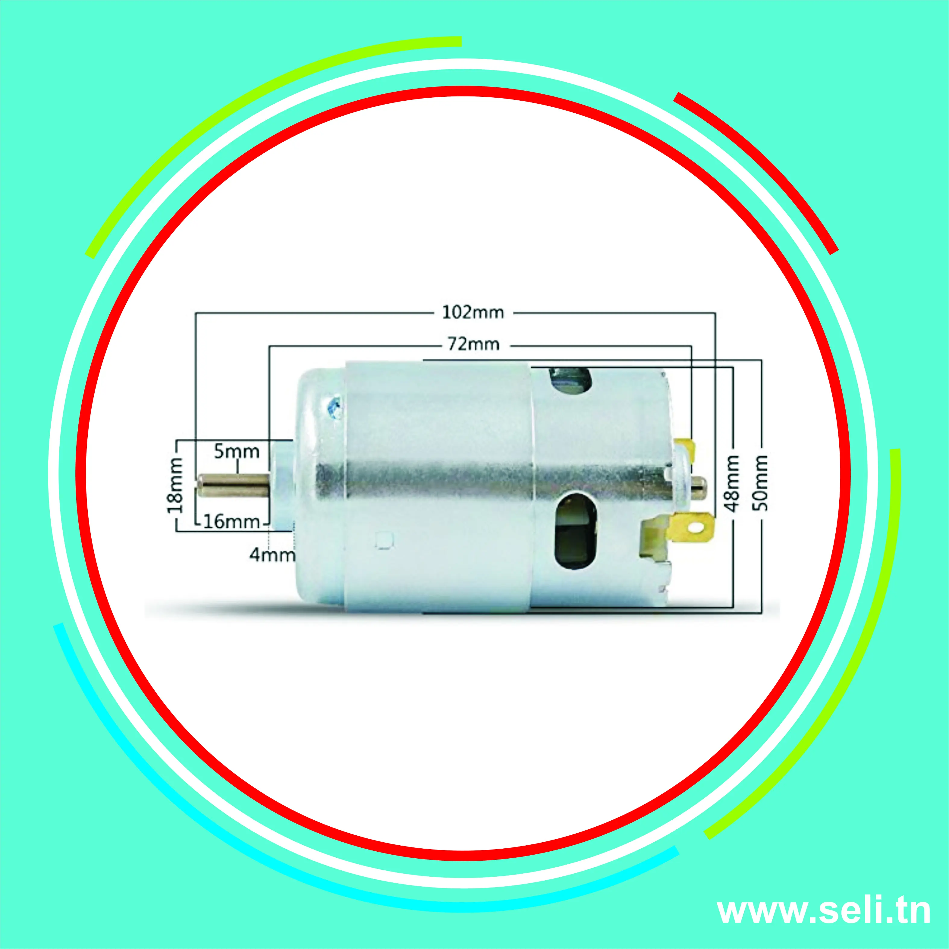 MOTEUR 895 DC 12V - 5000TR/MIN 24V- 10000TR/MIN 50X72 MM COUPLE ELEVE AXE 5X15MM.Arduino tunisie