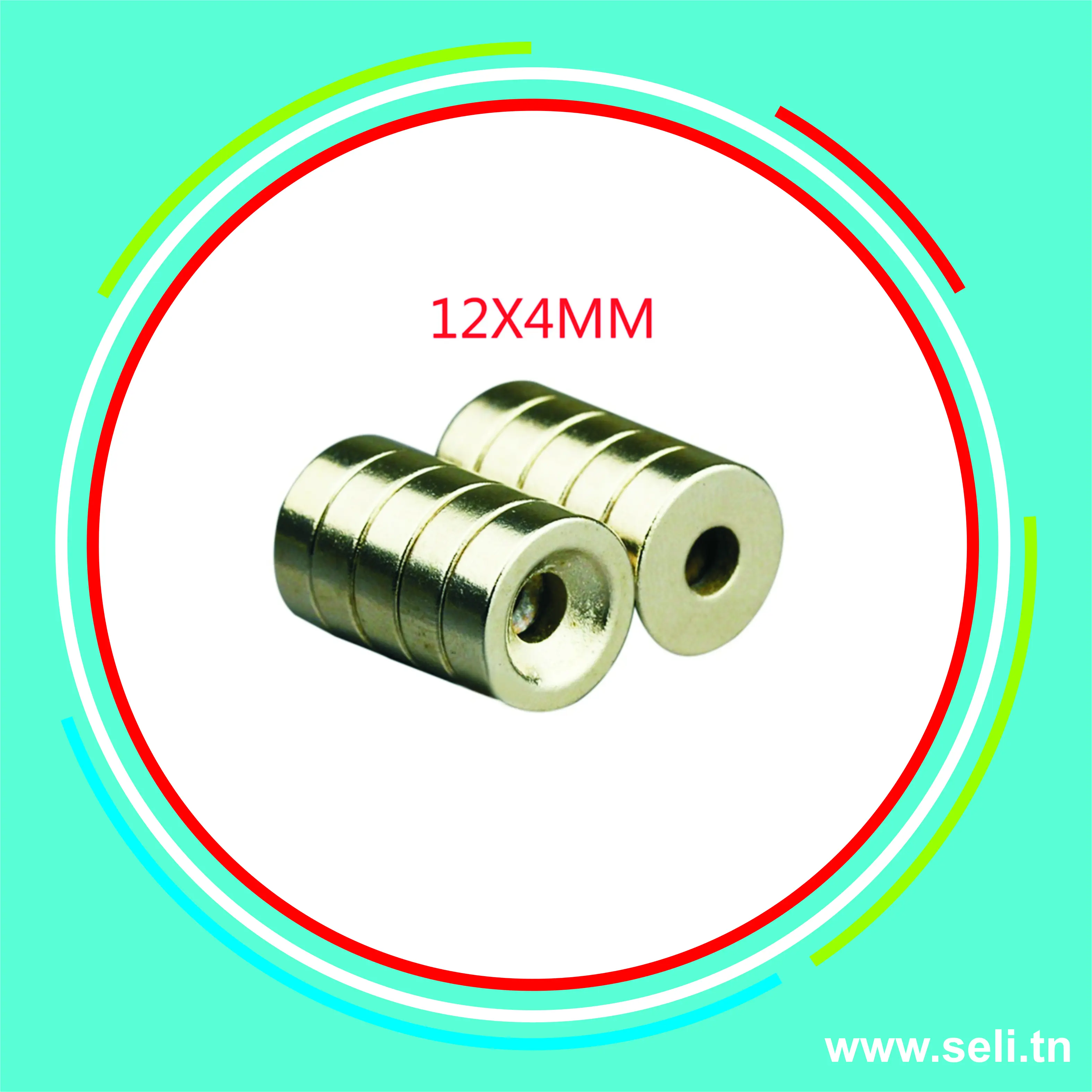 AIMANT NEODYME SURPUISSANT N35 CIRCULAIRE 12MM X 4MM TROUE.Arduino tunisie