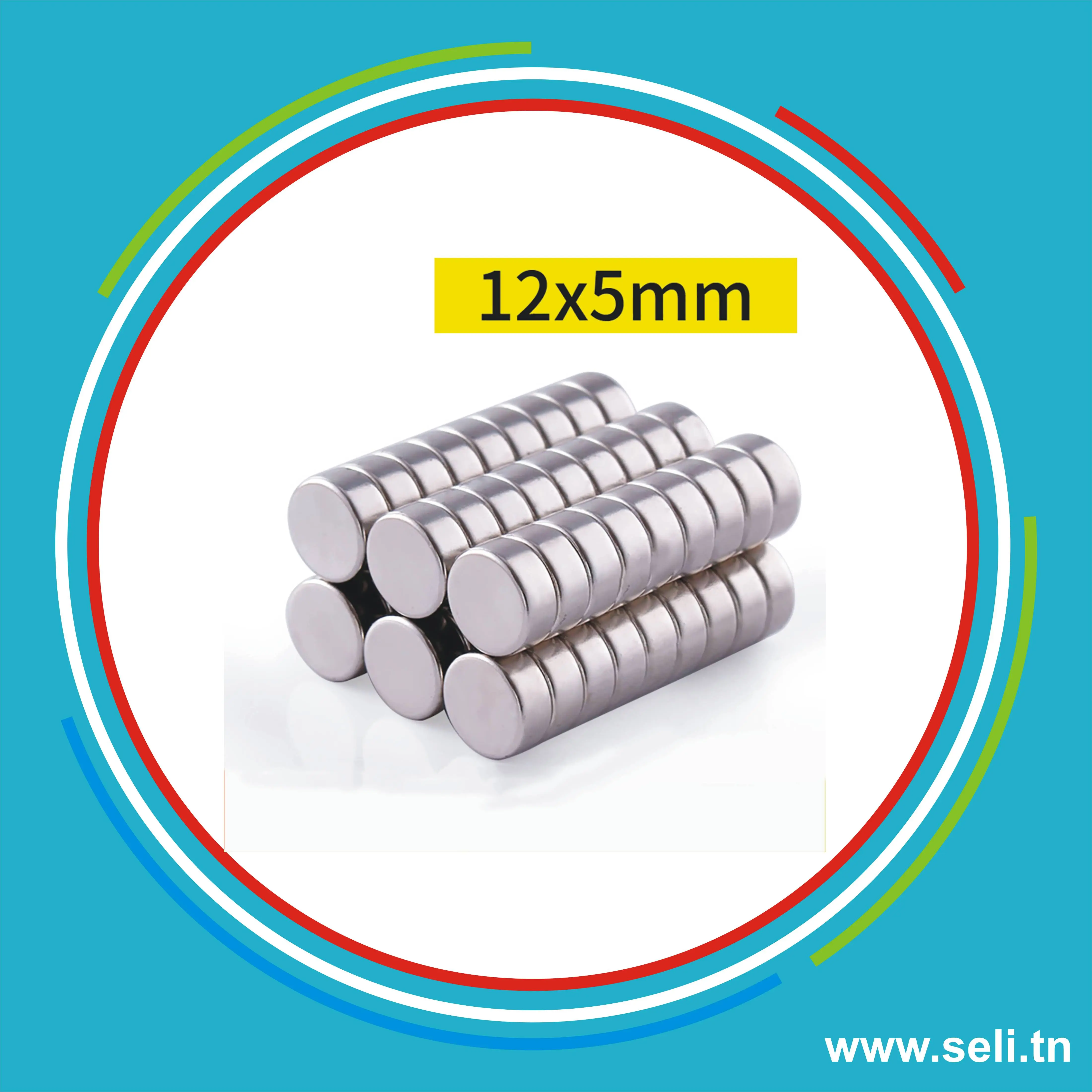 AIMANT NEODYME SURPUISSANT CIRCULAIRE 12MM X 5MM.Arduino tunisie