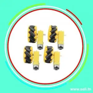 KIT4 ROUES MECANUM 48MM (4PCS:2PCS DROITE+2PCS GAUCHE) SANS MOTEURS.Arduino tunisie