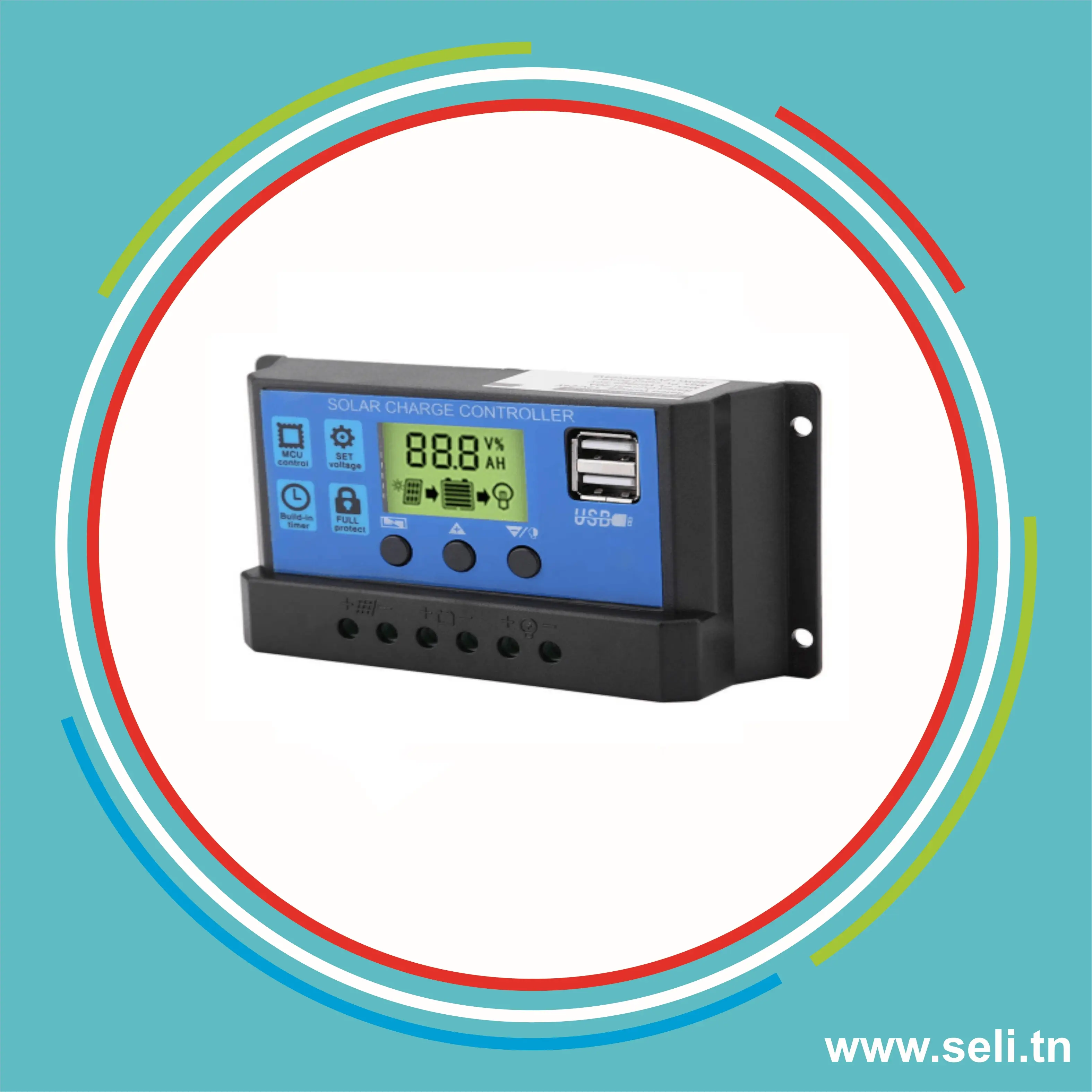 CONTROLEUR REGULATEUR DE CHARGE SOLAIRE YJSS 12V-24V/50A AFFICHAGE LCD.Arduino tunisie