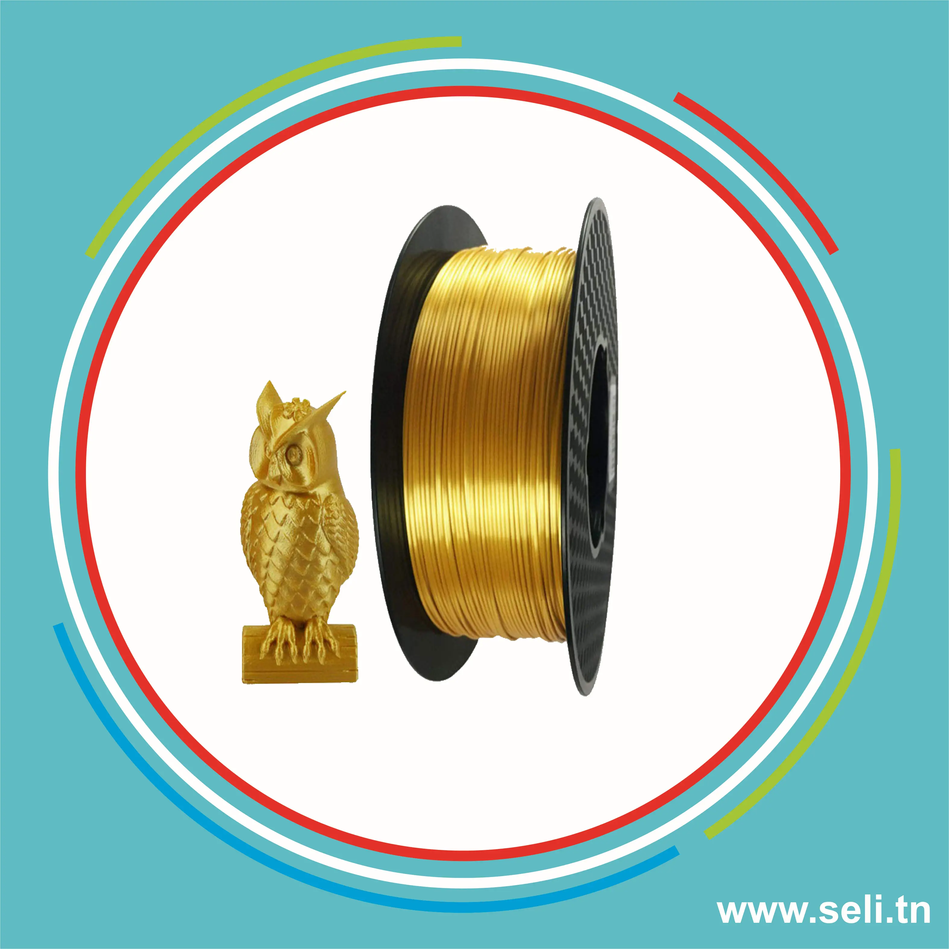 SILK PLA 1.75MM COULEUR GOLD 111140A POIDS 1KG.Arduino tunisie