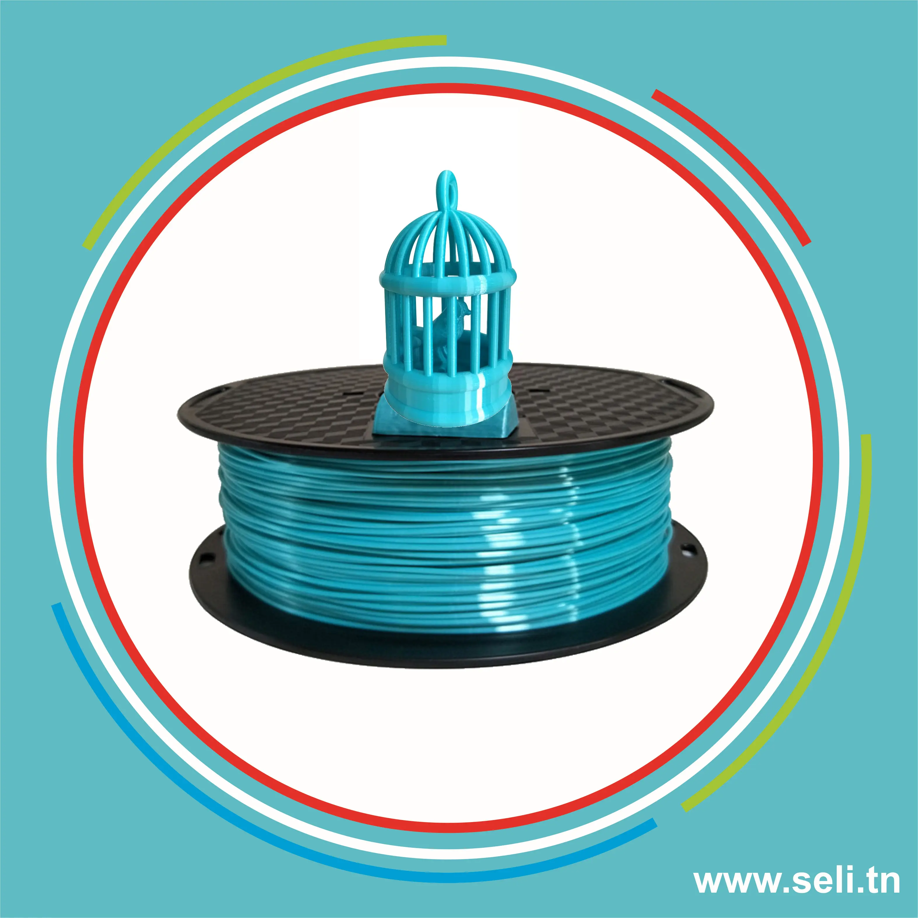 SILK PLA 1.75MM COULEUR TURQUOISE 111856 POIDS 1KG.Arduino tunisie