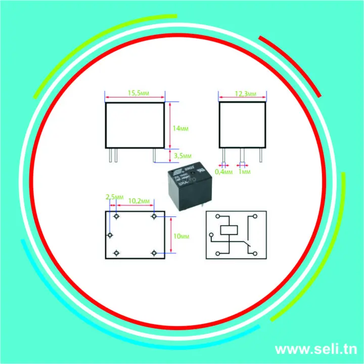 RELAIS 5V DC 1 INVERSEUR 125VAC/20A SRA-05DC-CL T72.Arduino tunisie