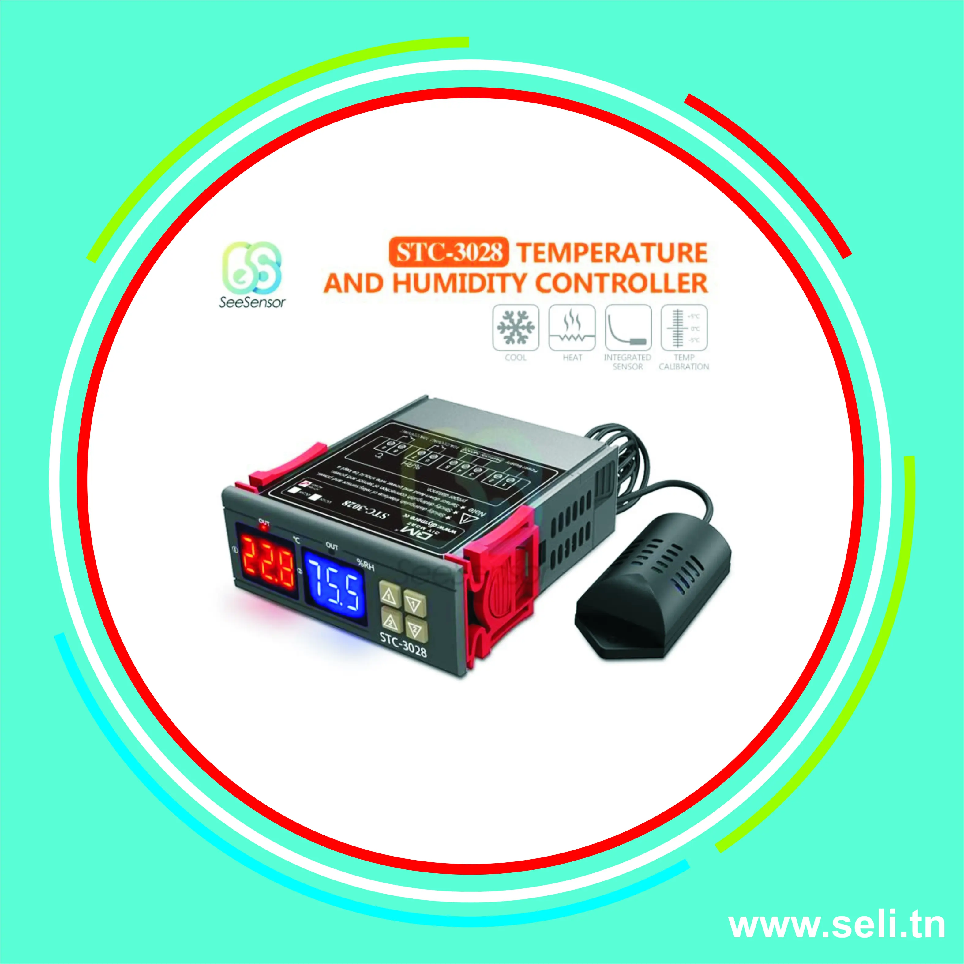 STC-3028 THERMO HYGROMETRE - REGULATEUR DE TEMPERATURE ET HUMIDITE  AVEC SONDE 230VAC.Arduino tunisie