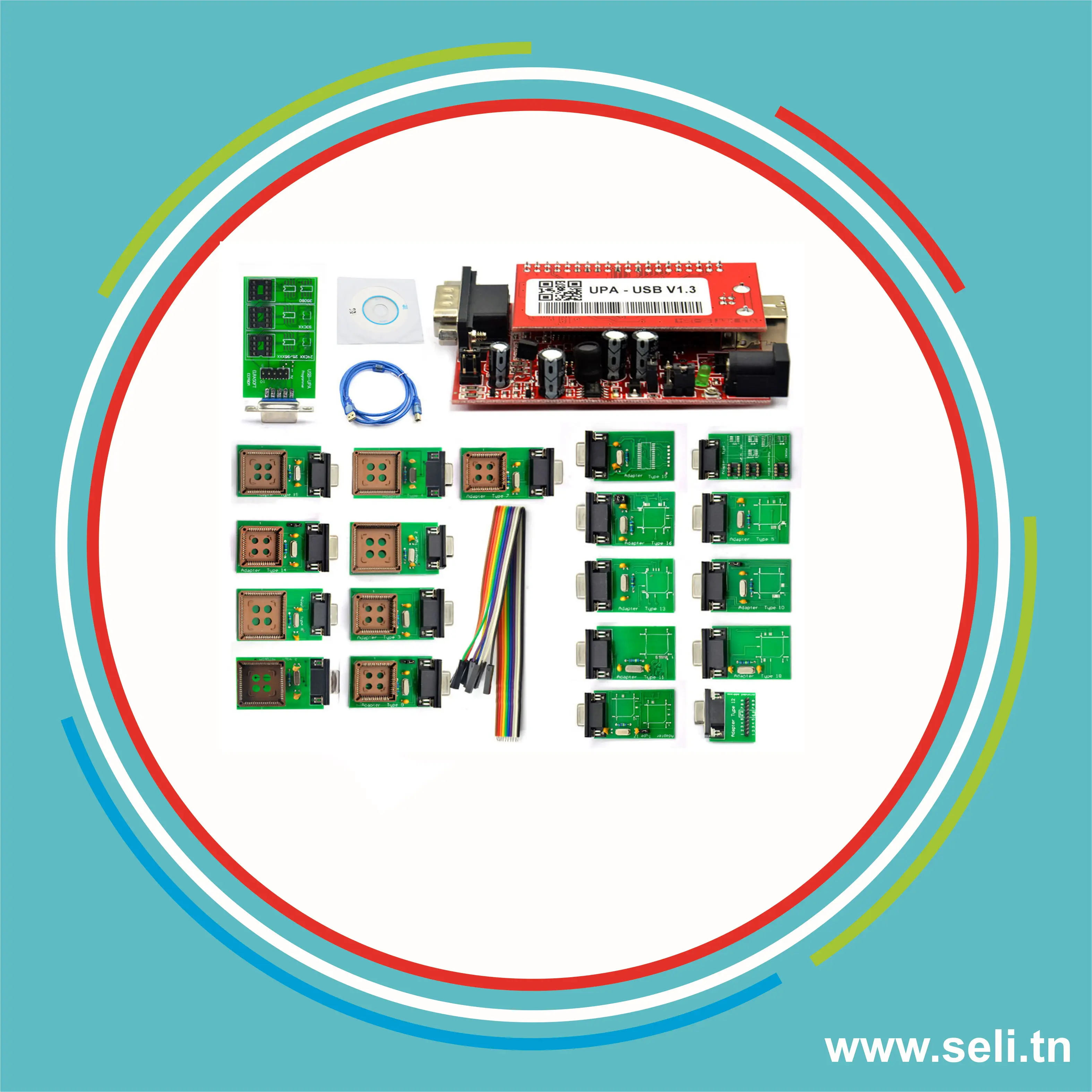 KIT PROGRAMMATEUR COMPLET AVEC ADAPTATEURS UPA-USB V1.3.Arduino tunisie