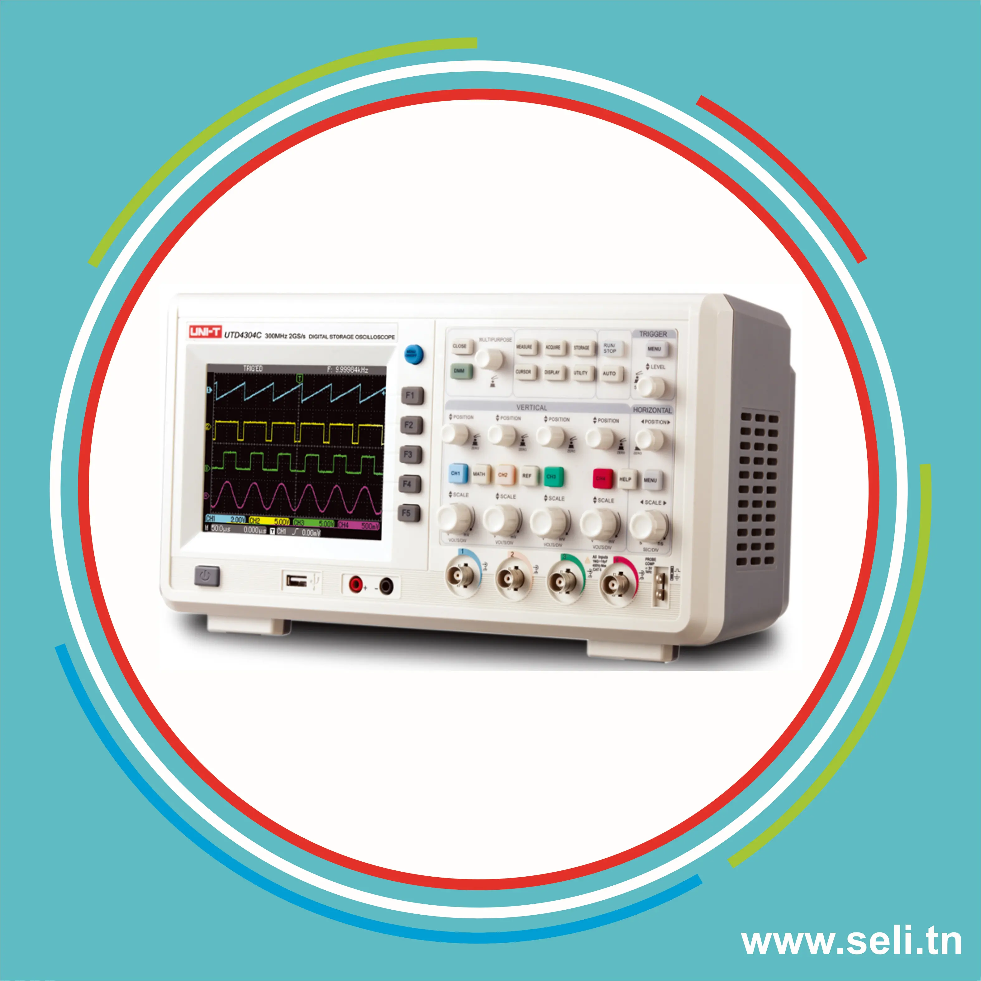 OSCILLOSCOPE A MEMOIR NUMERIQUE 4 CHANNEL 300MHZ/2000WFMS /S.SIGNAL24.Arduino tunisie